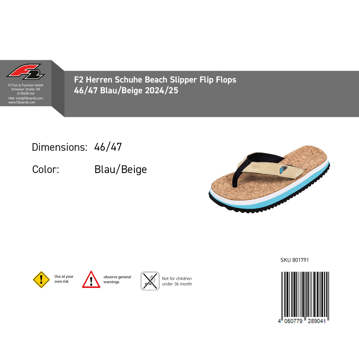 F2 Herren Schuhe Beach Slipper Flip Flops Farbe/Größe wählbar 2024/25
