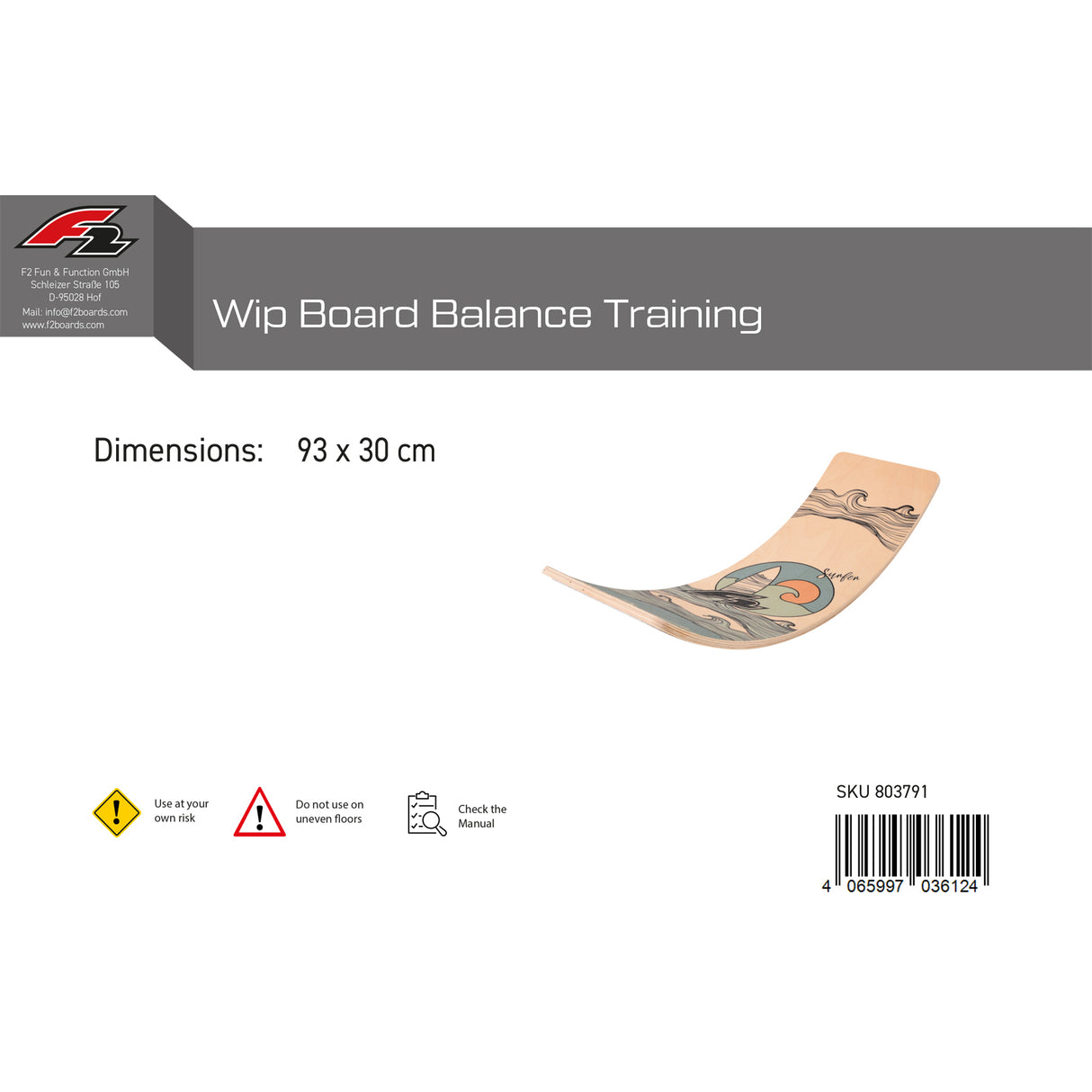 F2   Balance Board  Wip Board Balance Training  93x30cm  2024/25