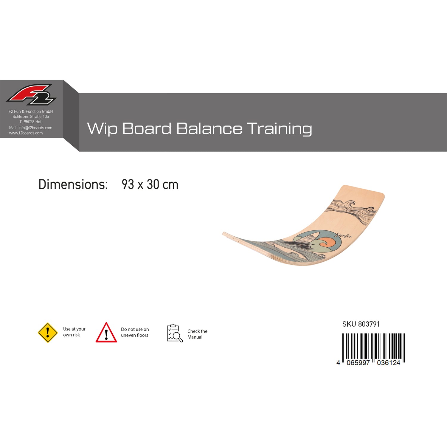 F2   Balance Board  Wip Board Balance Training  93x30cm  2024/25