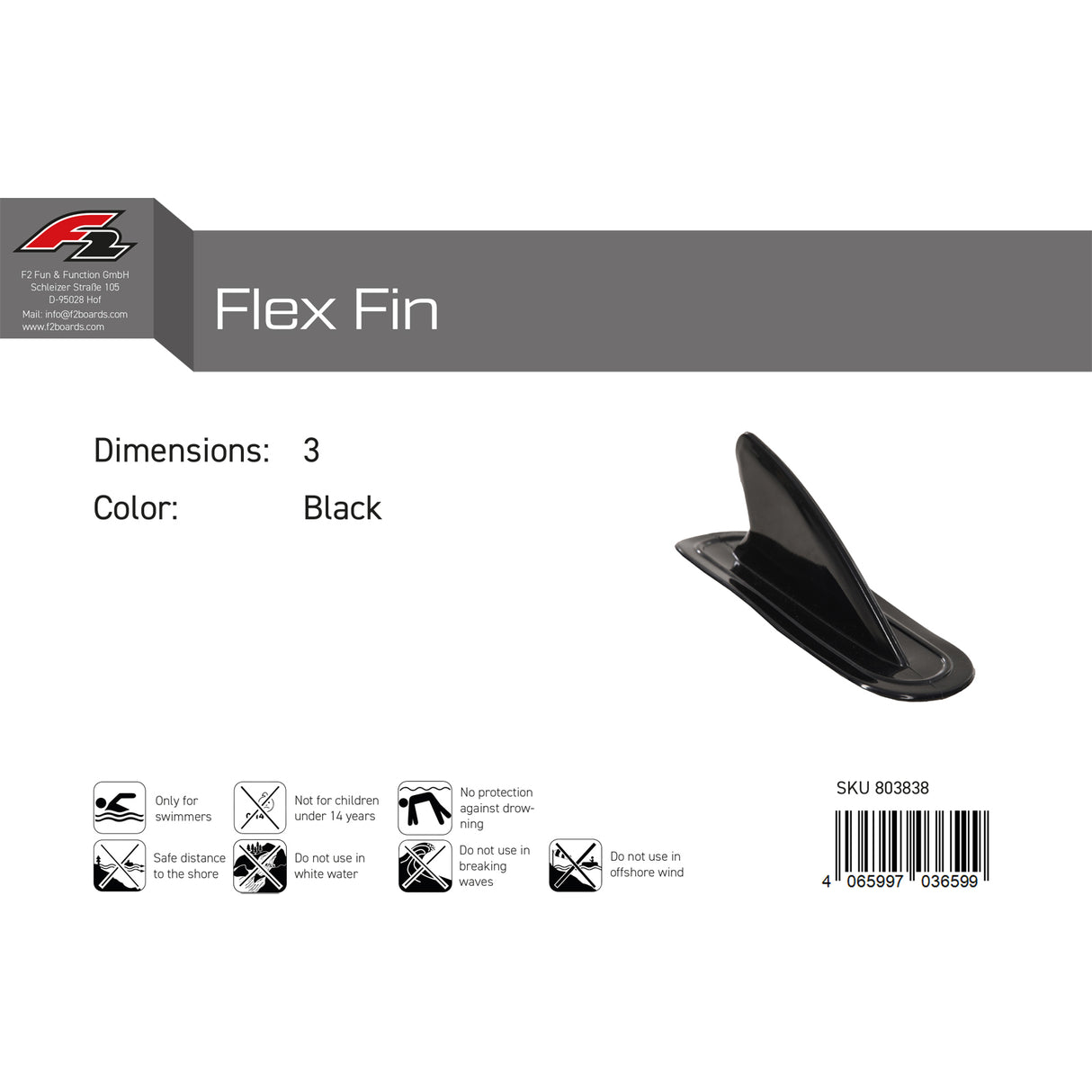 F2   Finne Flex Fin  3" Schwarz 2024/25