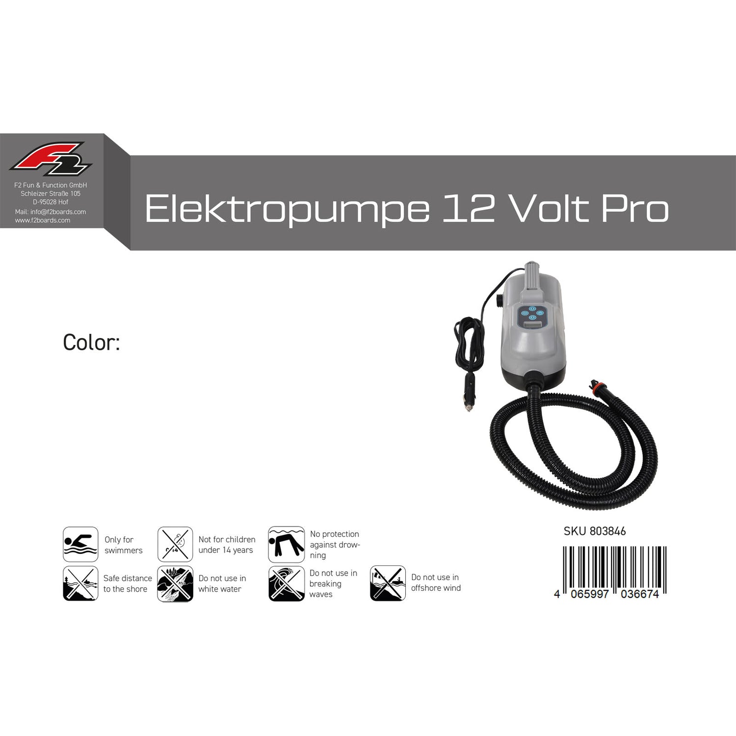 F2   Pumpe Elektropumpe 12 Volt Pro  SUP Kite Paddelboot  2024/25