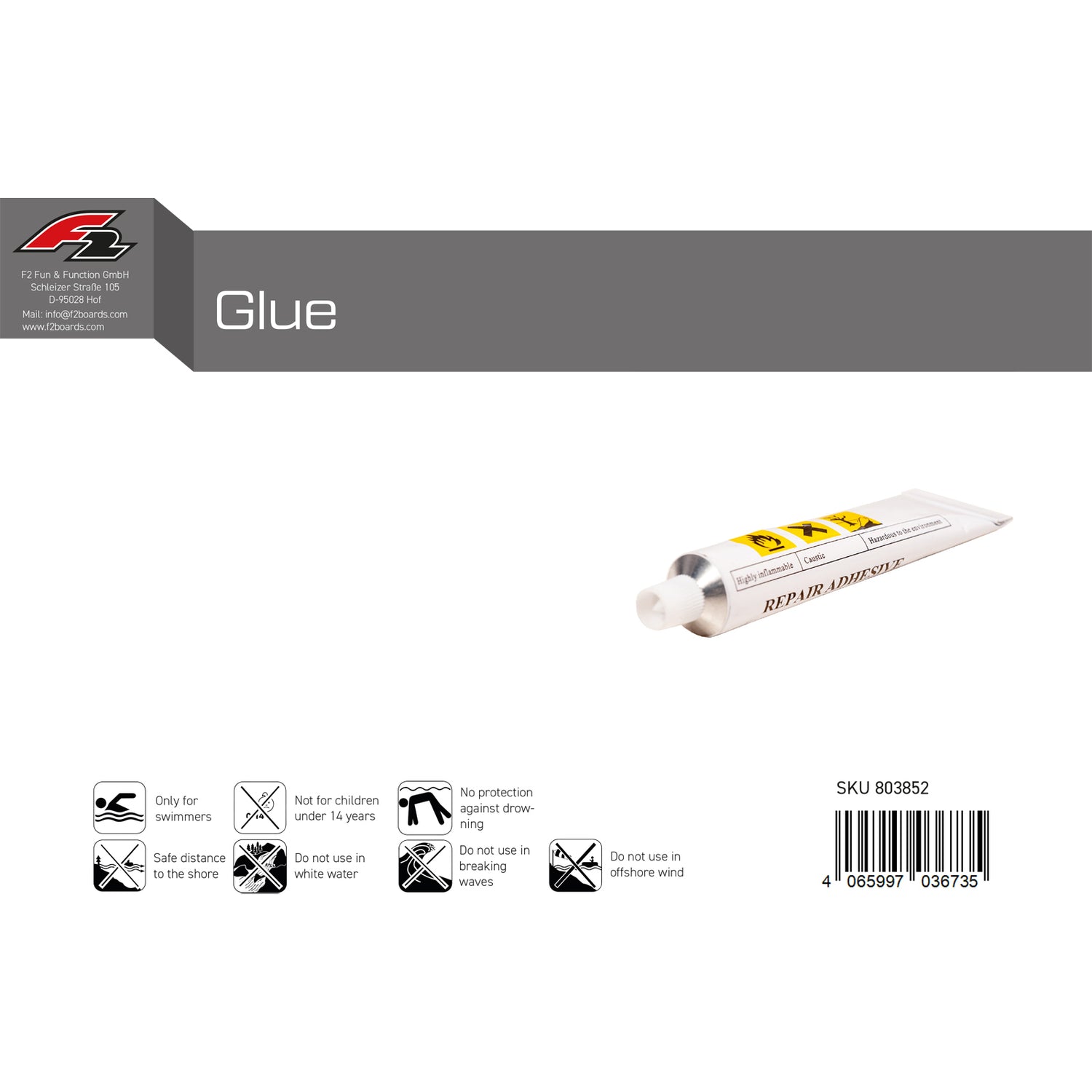 F2 Kleber SUP Reparatur Kleber PVC Schlauchboot Gummiboot Repair Glue Weiss