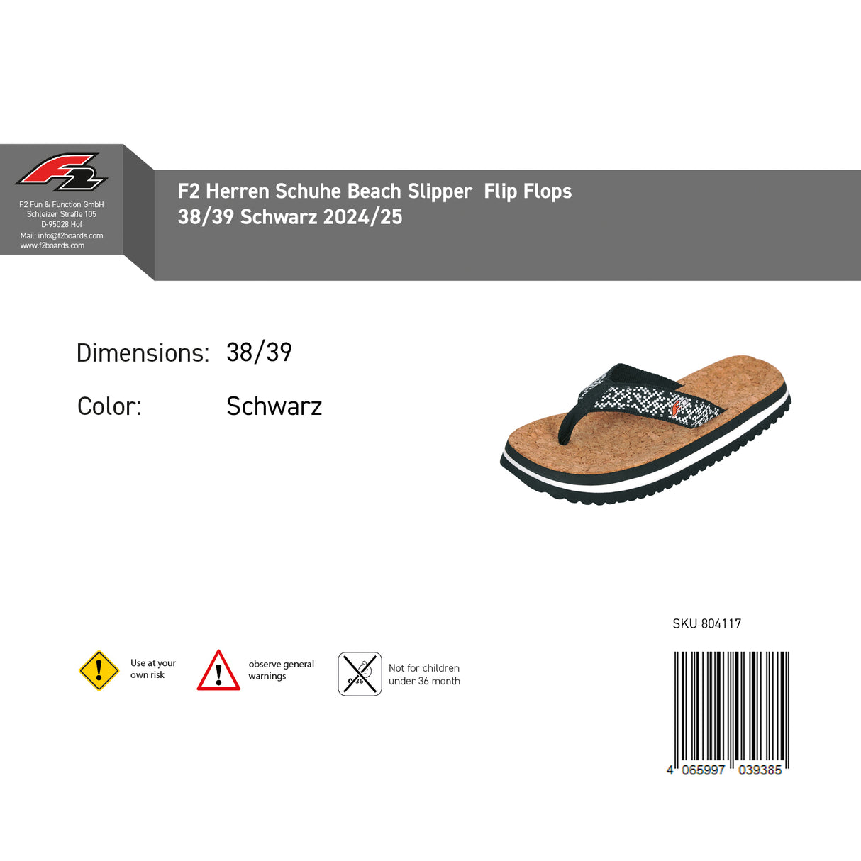 F2 Herren Schuhe Beach Slipper Flip Flops Farbe/Größe wählbar 2024/25