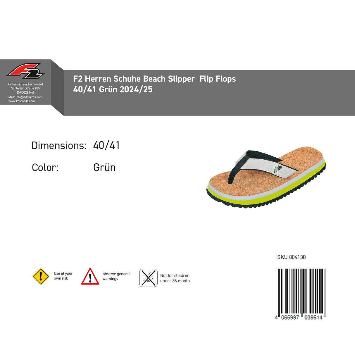 F2 Herren Schuhe Beach Slipper Flip Flops Farbe/Größe wählbar 2024/25