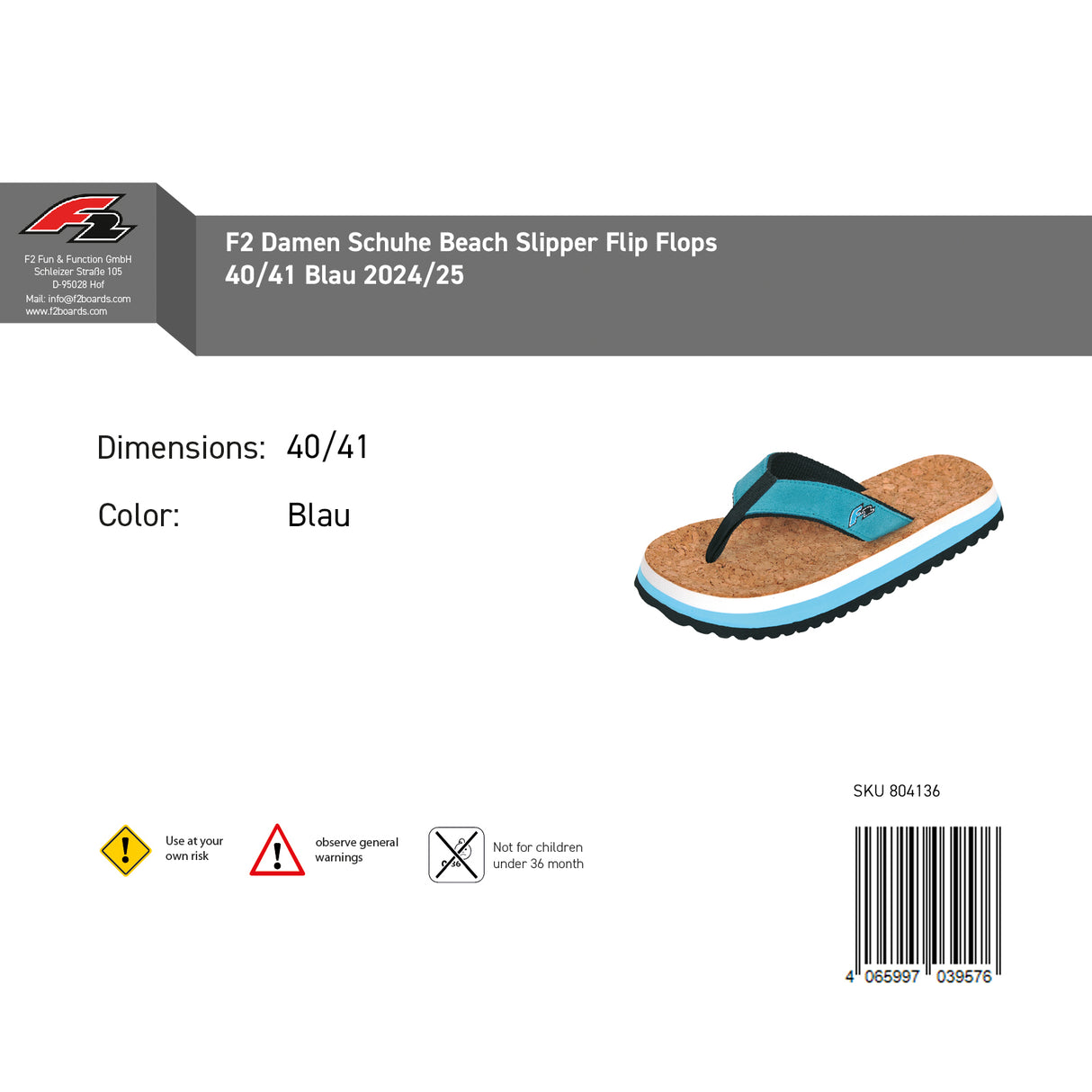 F2 Damen Schuhe Beach Slipper Flip Flops Farbe/Größe wählbar 2024/25