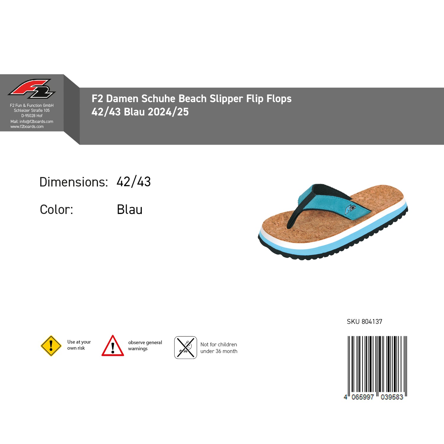 F2 Damen Schuhe Beach Slipper Flip Flops Farbe/Größe wählbar 2024/25