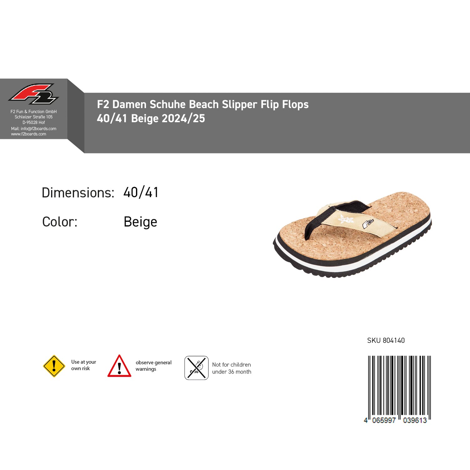 F2 Damen Schuhe Beach Slipper Flip Flops Farbe/Größe wählbar 2024/25