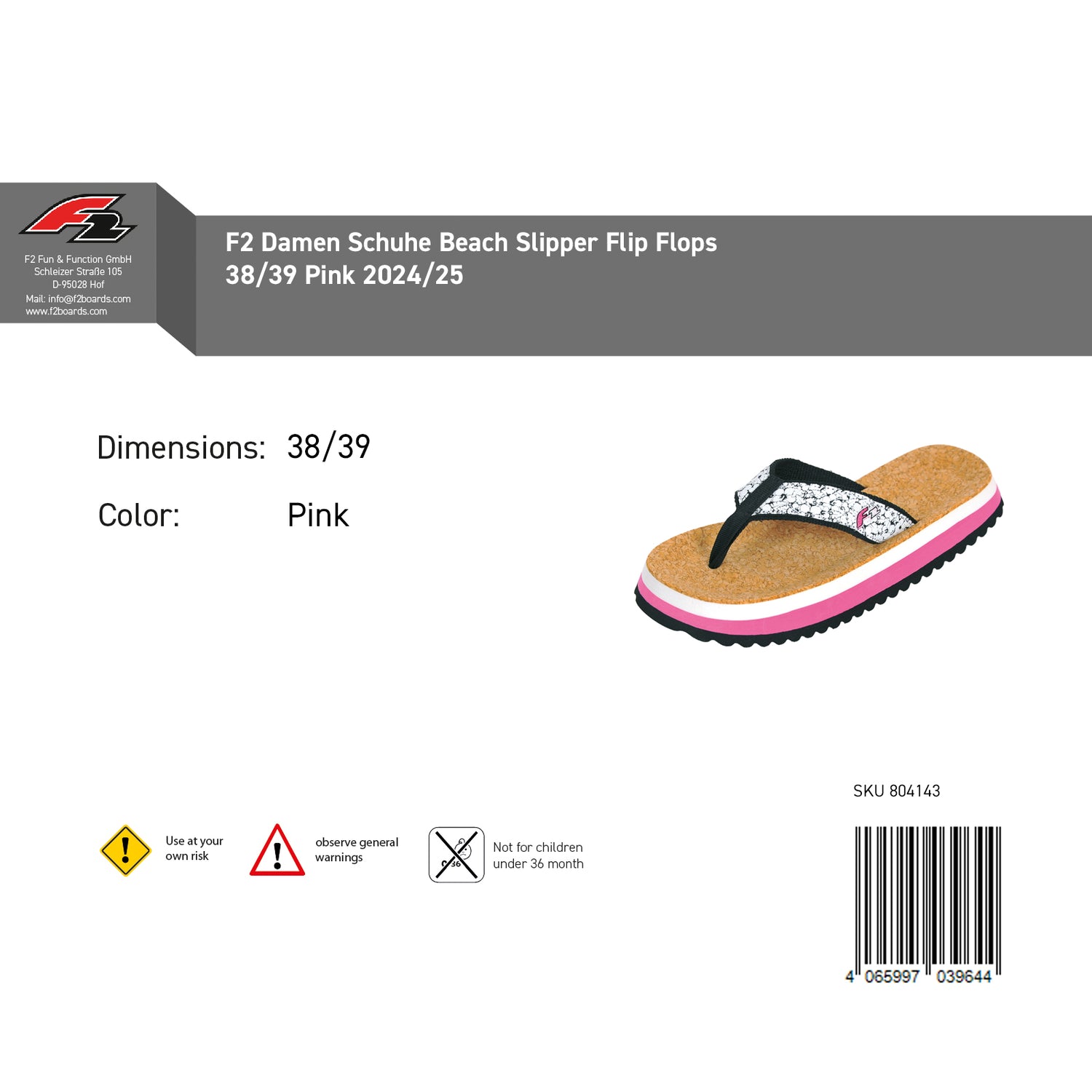F2 Damen Schuhe Beach Slipper Flip Flops Farbe/Größe wählbar 2024/25