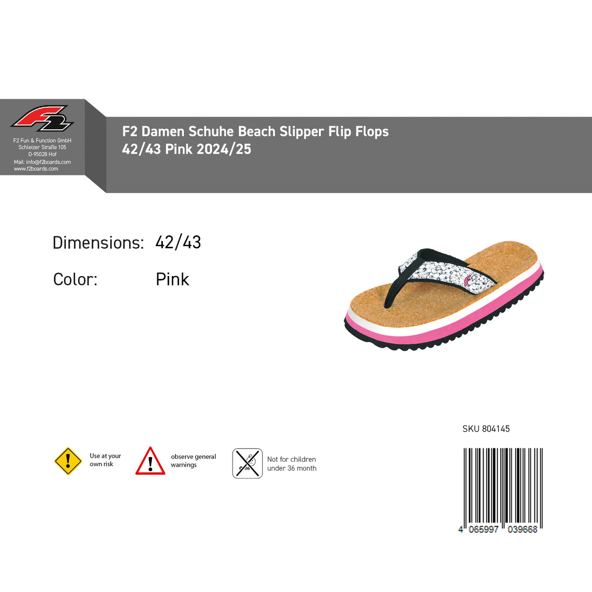 F2 Damen Schuhe Beach Slipper Flip Flops Farbe/Größe wählbar 2024/25