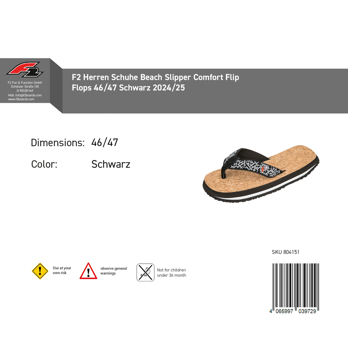 F2 Herren Schuhe Beach Slipper Comfort Flip Flops Farbe/Größe wählbar 2024/25