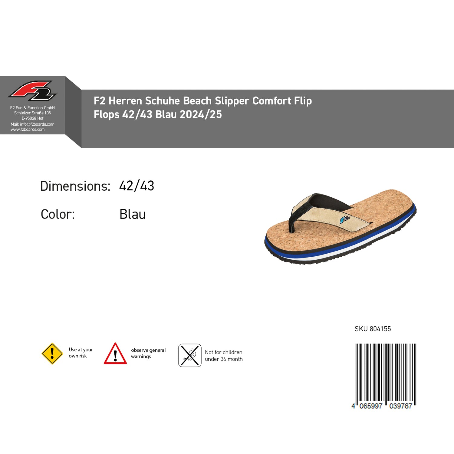 F2 Herren Schuhe Beach Slipper Comfort Flip Flops Farbe/Größe wählbar 2024/25