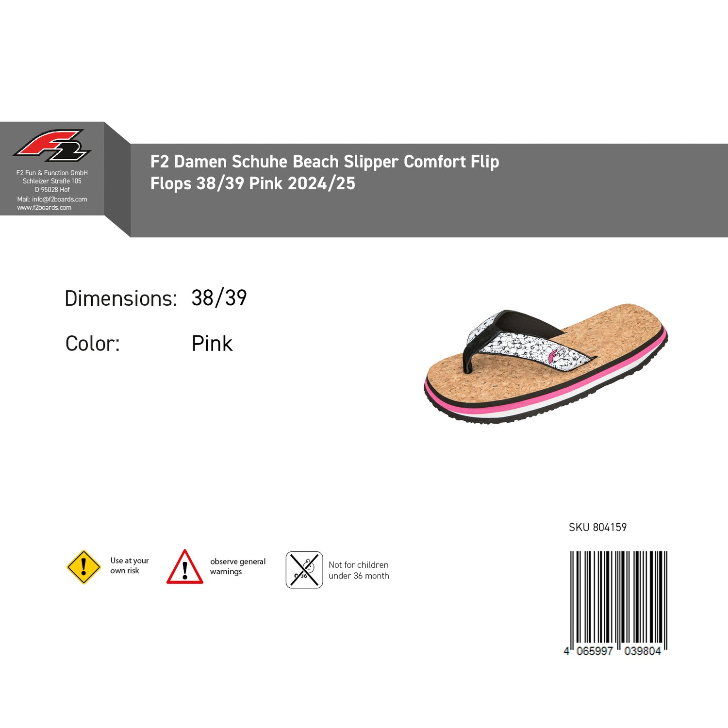 F2 Damen Schuhe Beach Slipper Comfort Flip Flops Farbe/Größe wählbar 2024/25