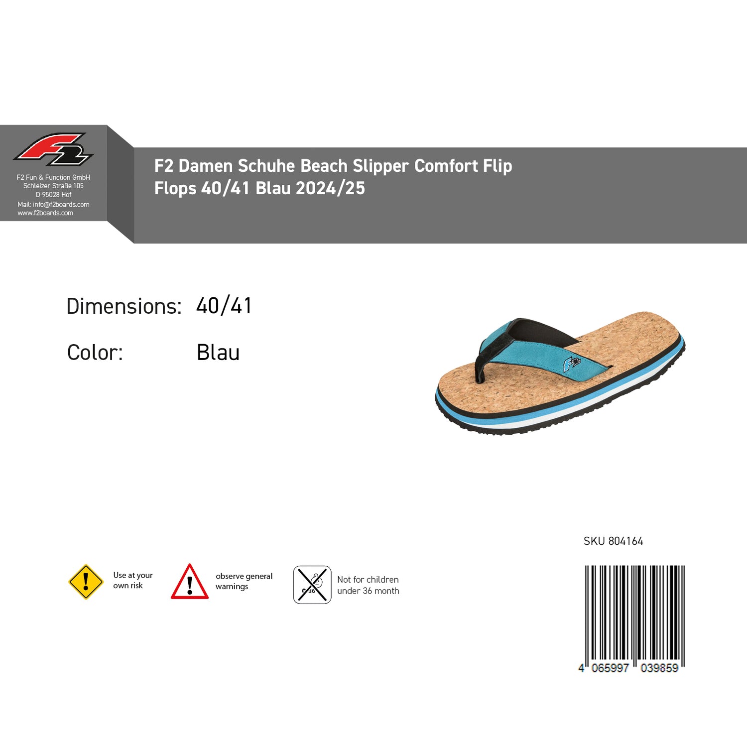 F2 Damen Schuhe Beach Slipper Comfort Flip Flops Farbe/Größe wählbar 2024/25
