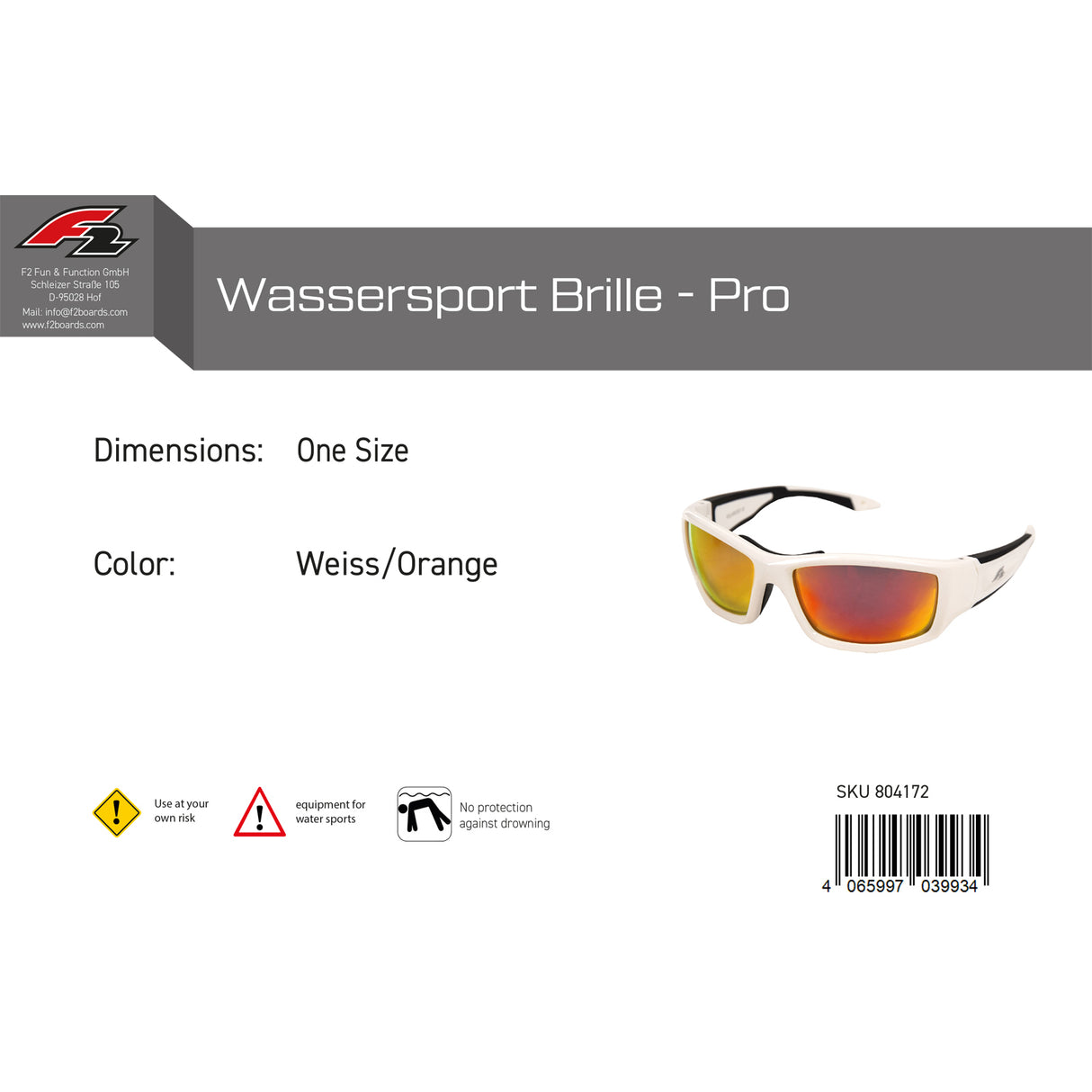 F2 Brille Wassersport Brille - Pro Farbe wählbar 2024/25