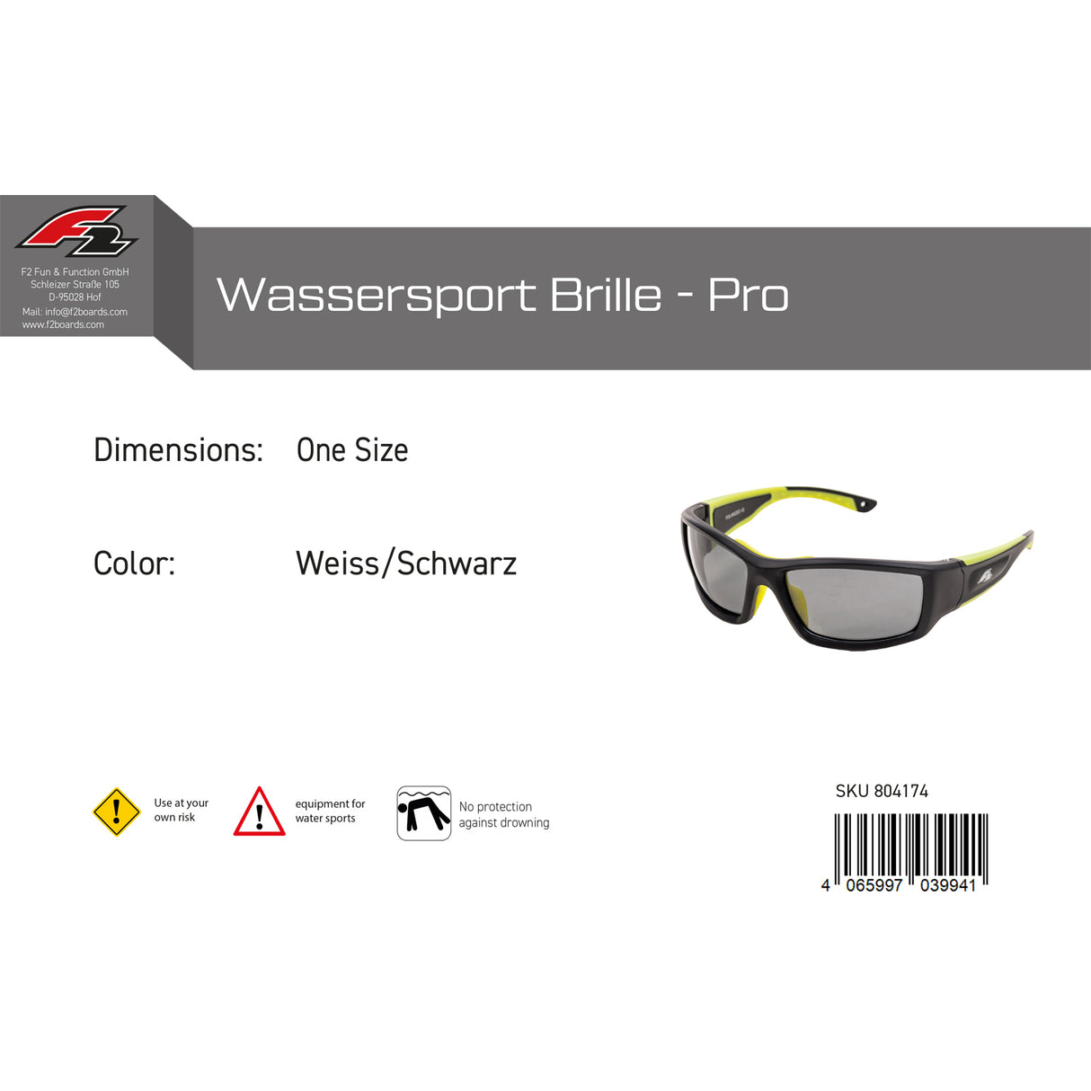 F2 Brille Wassersport Brille - Pro Farbe wählbar 2024/25