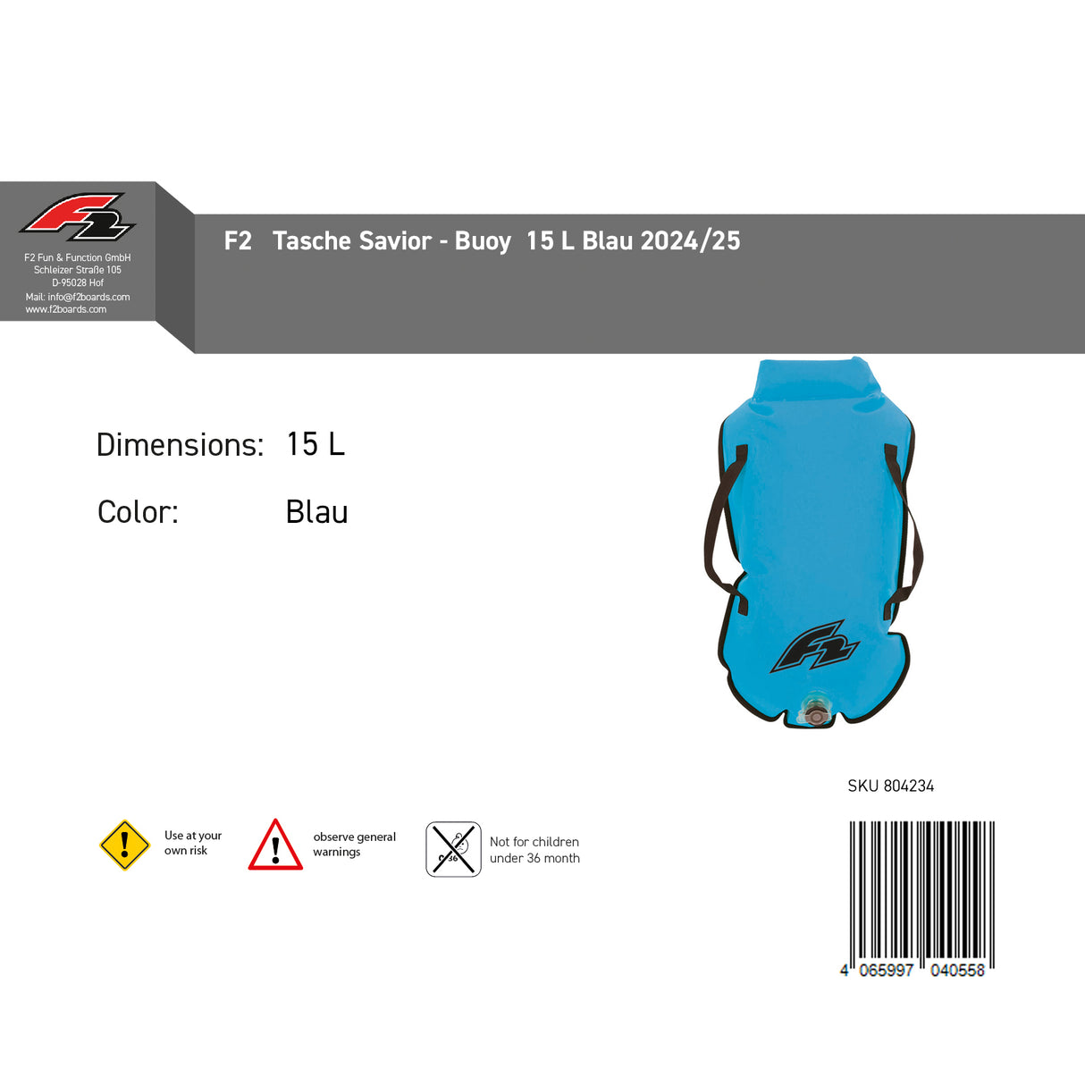 F2 Tasche Savior - Buoy 15 L Blau 2024/25