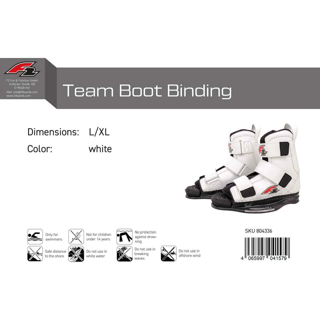 F2 Wakeboard Bindung Team Boot Größe/Farbe wählbar 2024/25