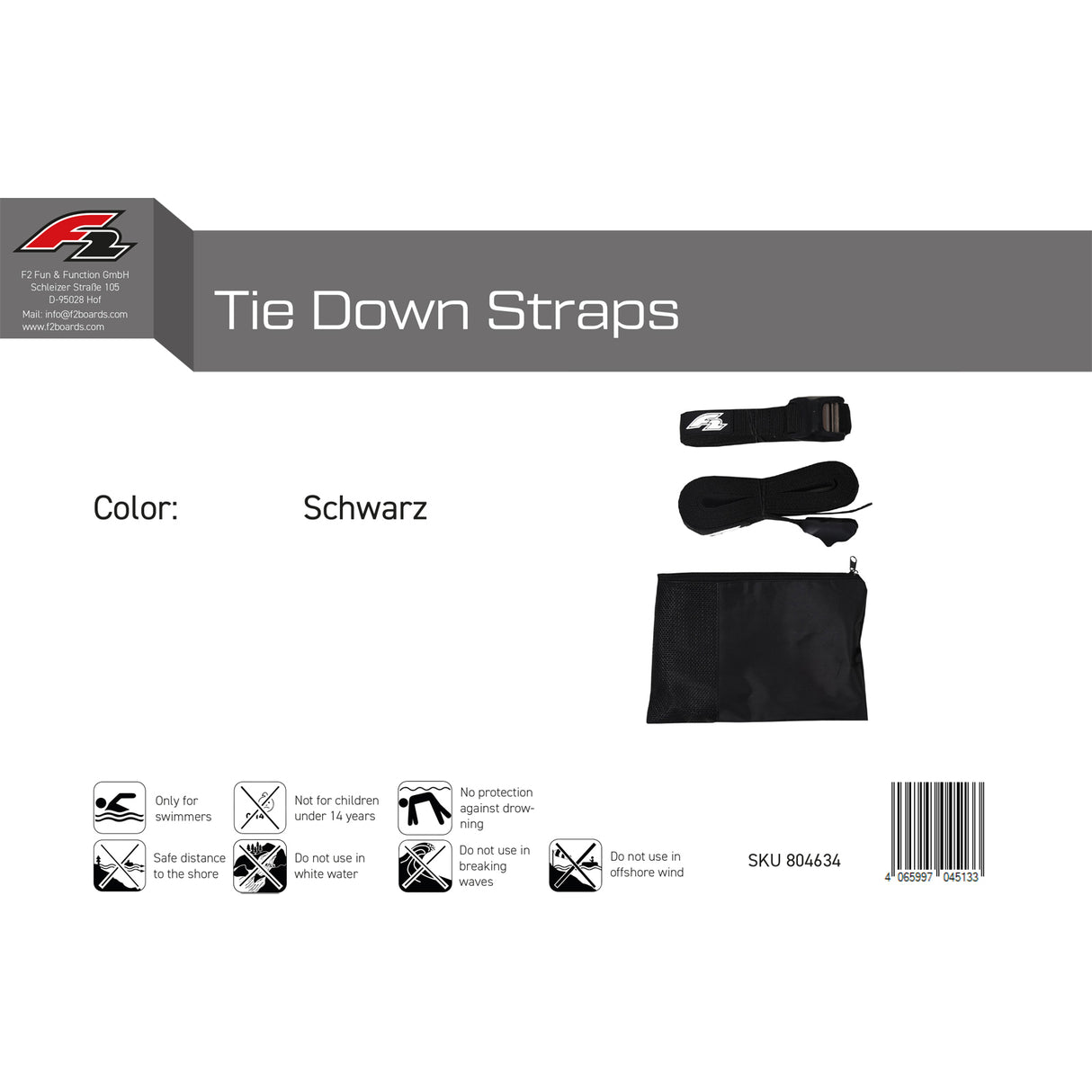 F2 Tie Down Straps Onesize Schwarz 2024/2025