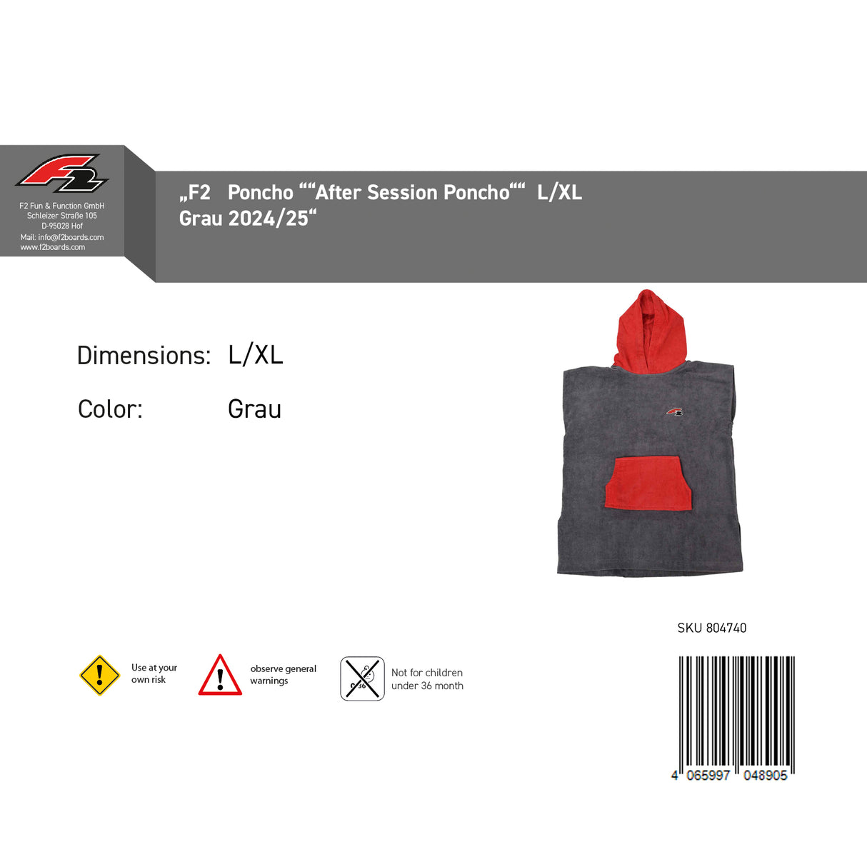 F2 Poncho Surf- Bade- Frottee Poncho Dryrobe Handtuch Modell wählbar Schwarz