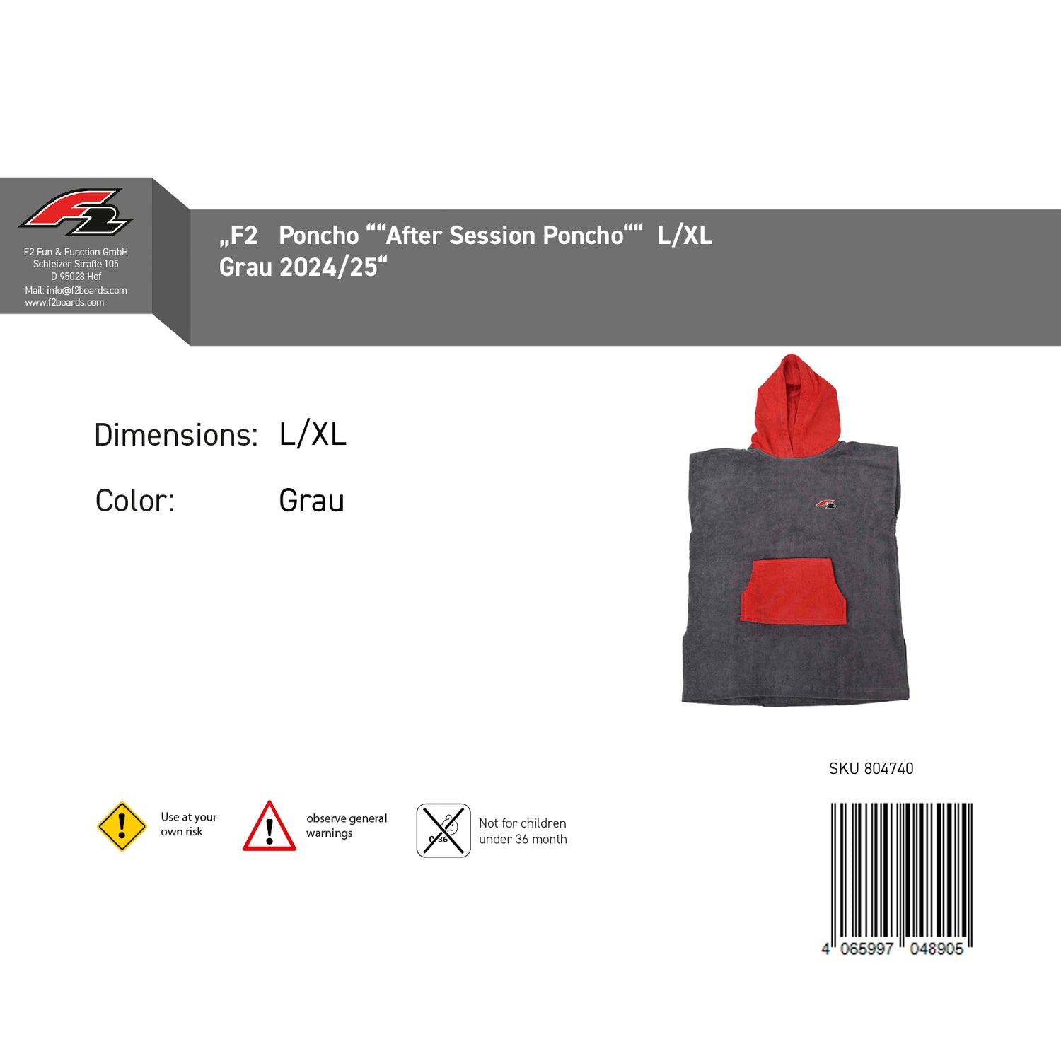 F2 Poncho Surf- Bade- Frottee Poncho Dryrobe Handtuch Modell wählbar Schwarz