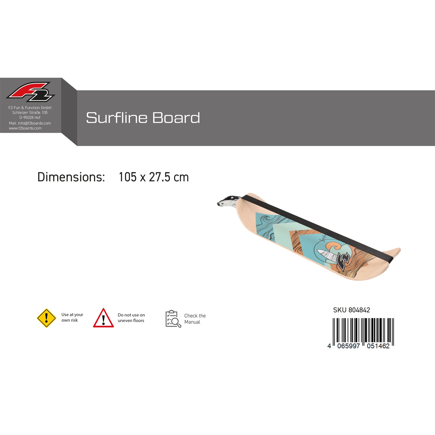 F2 Balance Board Surfline Board Slackline Training 105x27,5cm Farbe wählbar