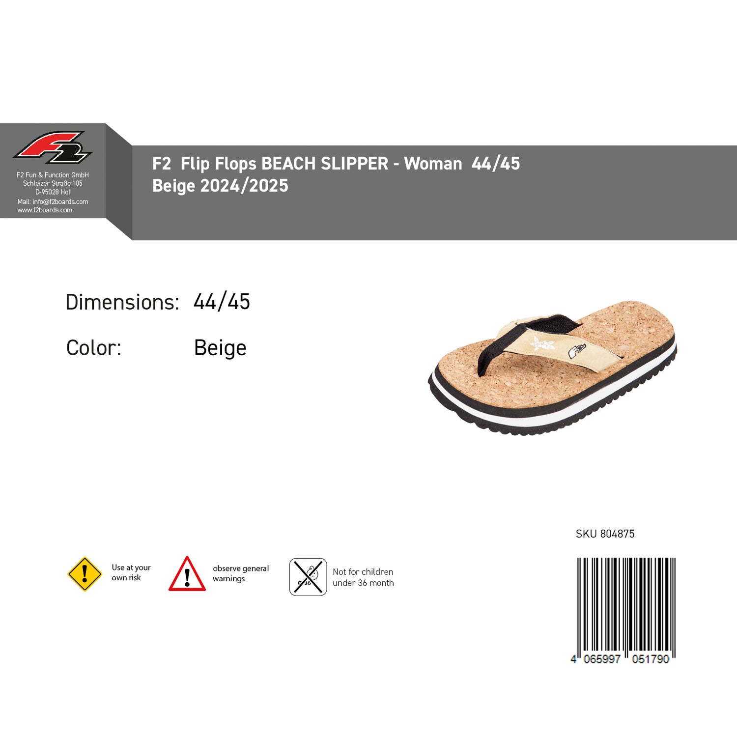 F2 Damen Schuhe Beach Slipper Flip Flops Farbe/Größe wählbar 2024/25