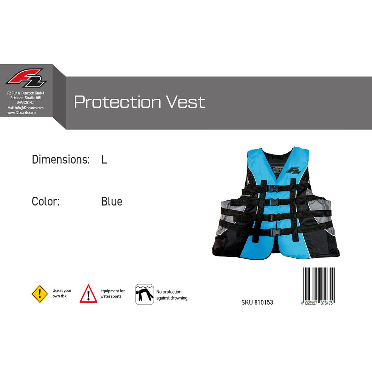 F2 SUP Weste Protection Vest Auftriebsweste Farbe/Größe wählbar 2025