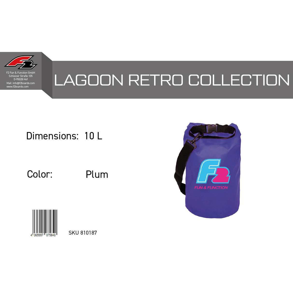 F2 Retro Lagoon Plum Tasche Drybag 10L Lila