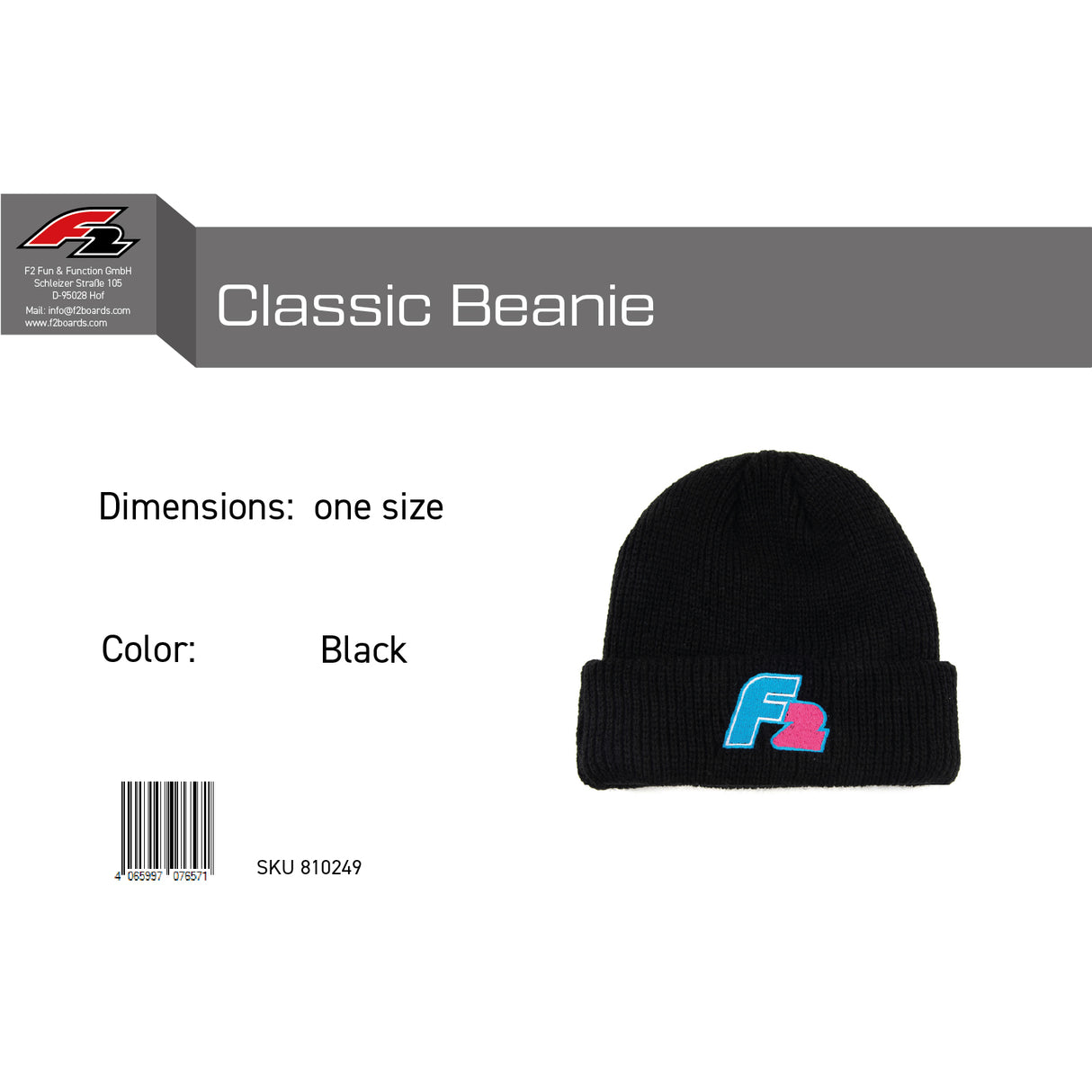 F2 Retro Classic Beanie Mütze One Size - Farbe wählbar