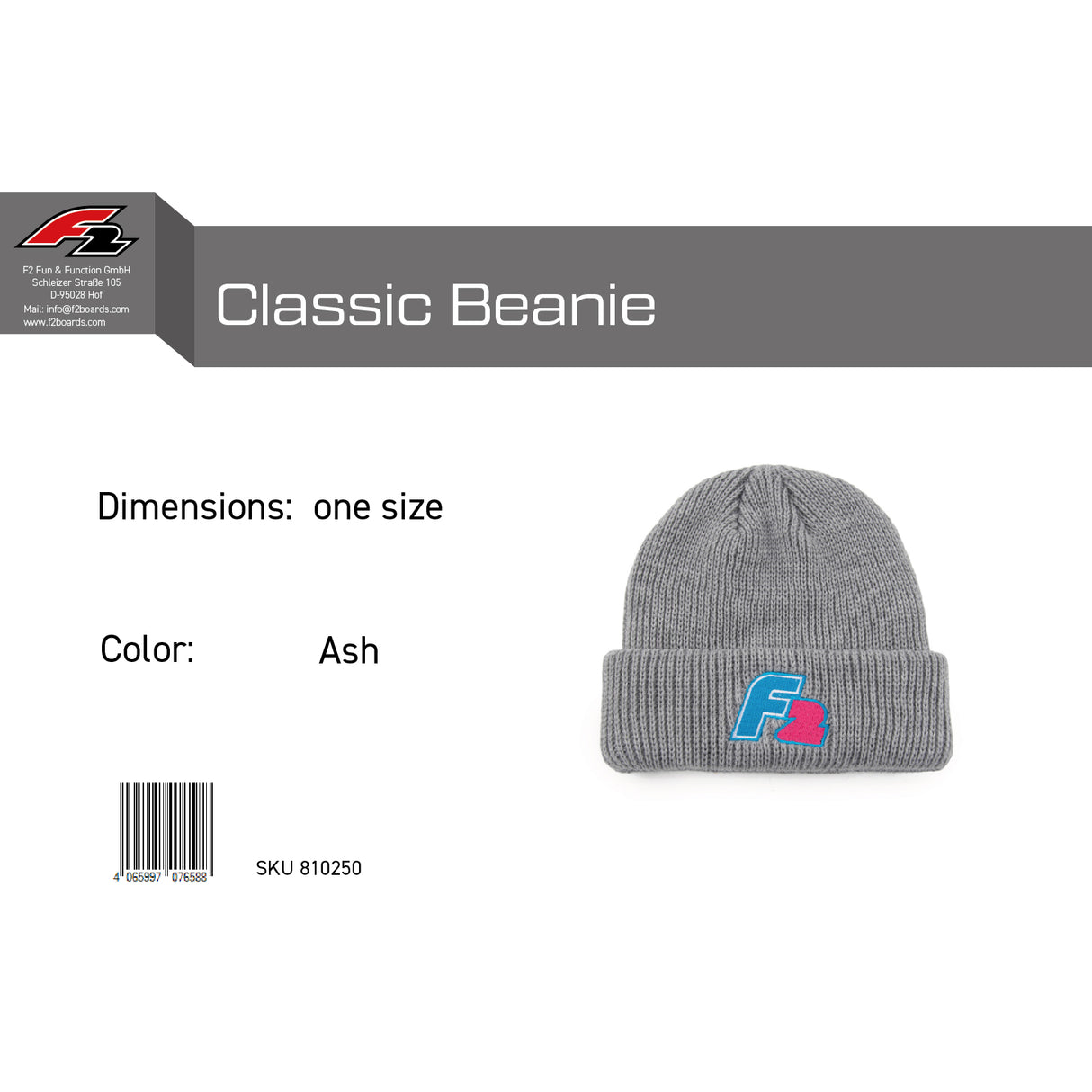 F2 Retro Classic Beanie Mütze One Size - Farbe wählbar
