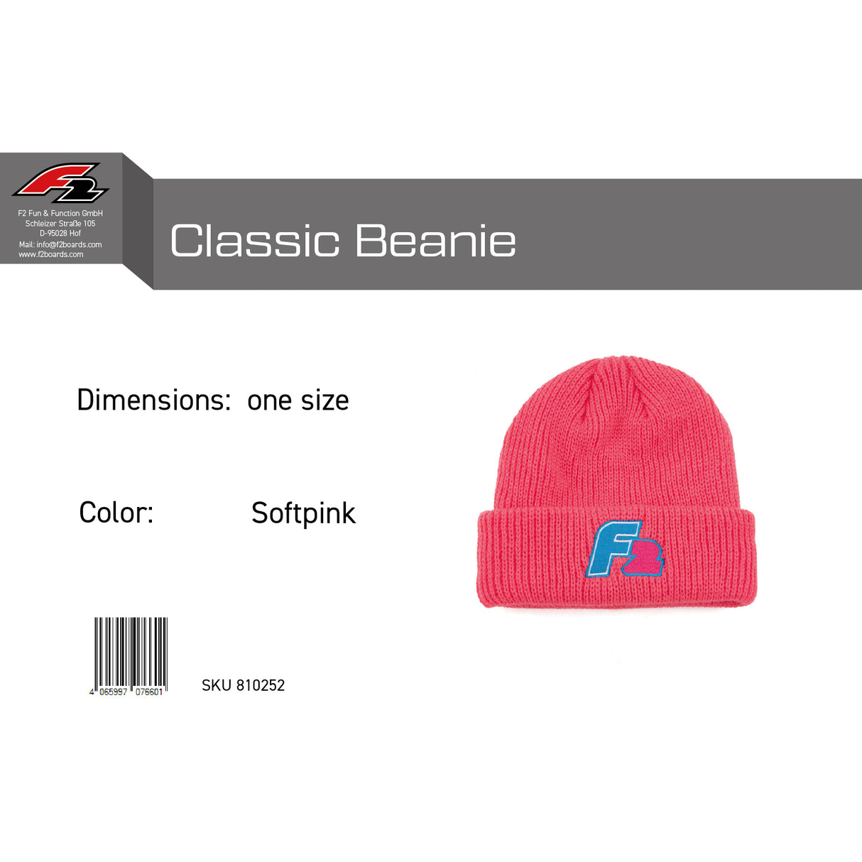 F2 Retro Classic Beanie Mütze One Size - Farbe wählbar
