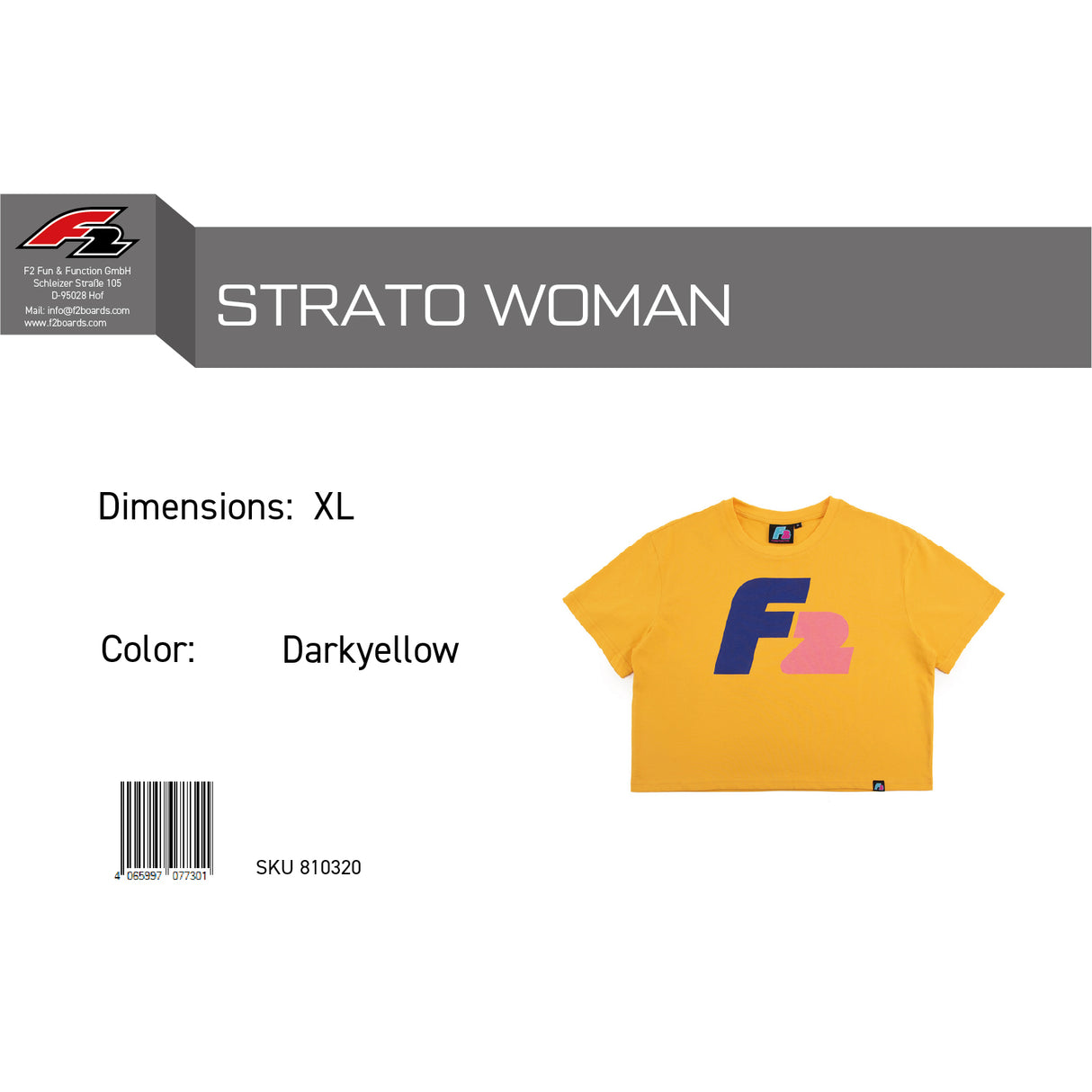 F2 Retro T-Shirt Strato Damen Crop Top Tshirt Gelb - Größe wählbar