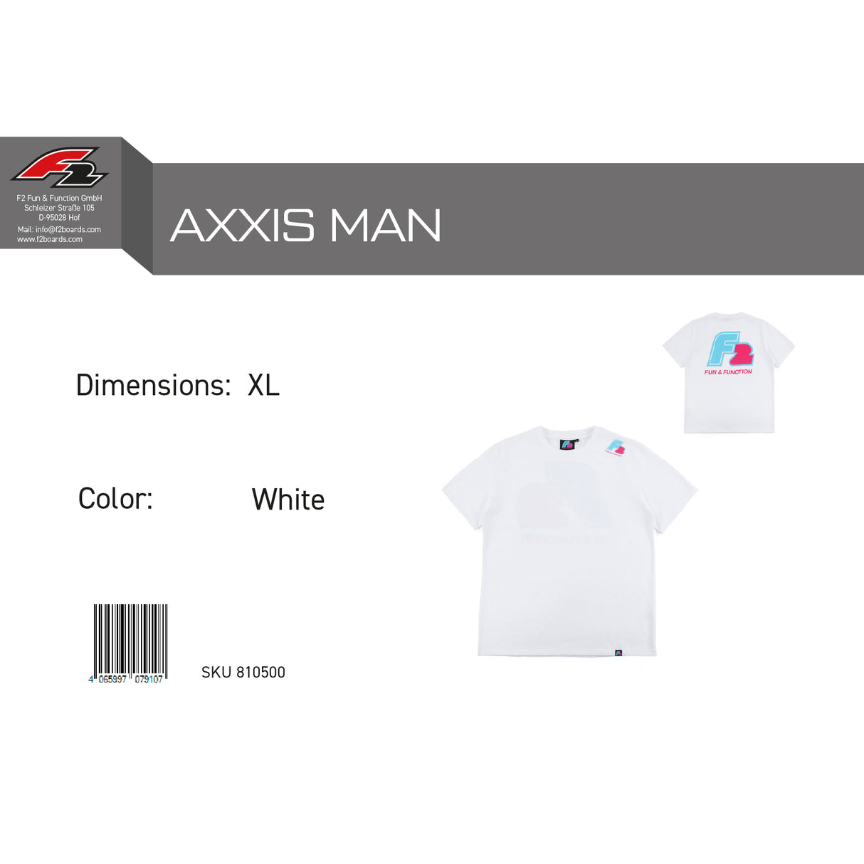 F2 Retro T-Shirt Axxis Unisex Tshirt Weiss - Größe wählbar