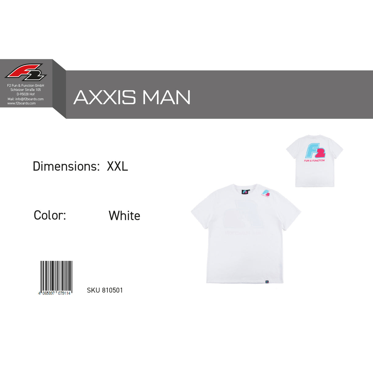 F2 Retro T-Shirt Axxis Unisex Tshirt Weiss - Größe wählbar