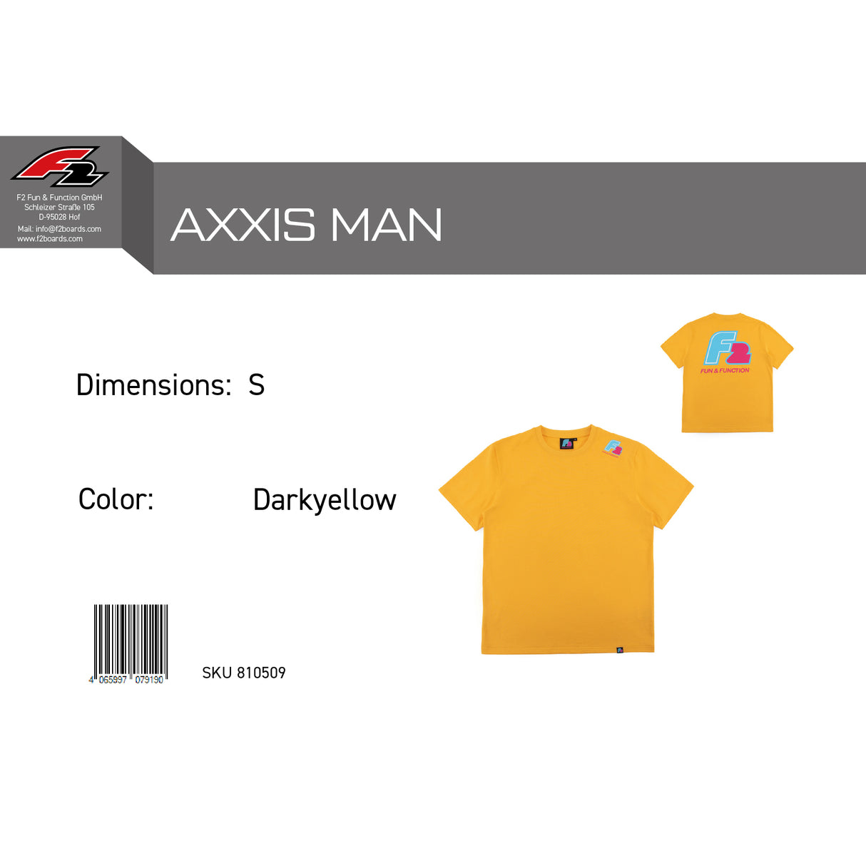 F2 Retro T-Shirt Axxis Unisex Tshirt Gelb - Größe wählbar