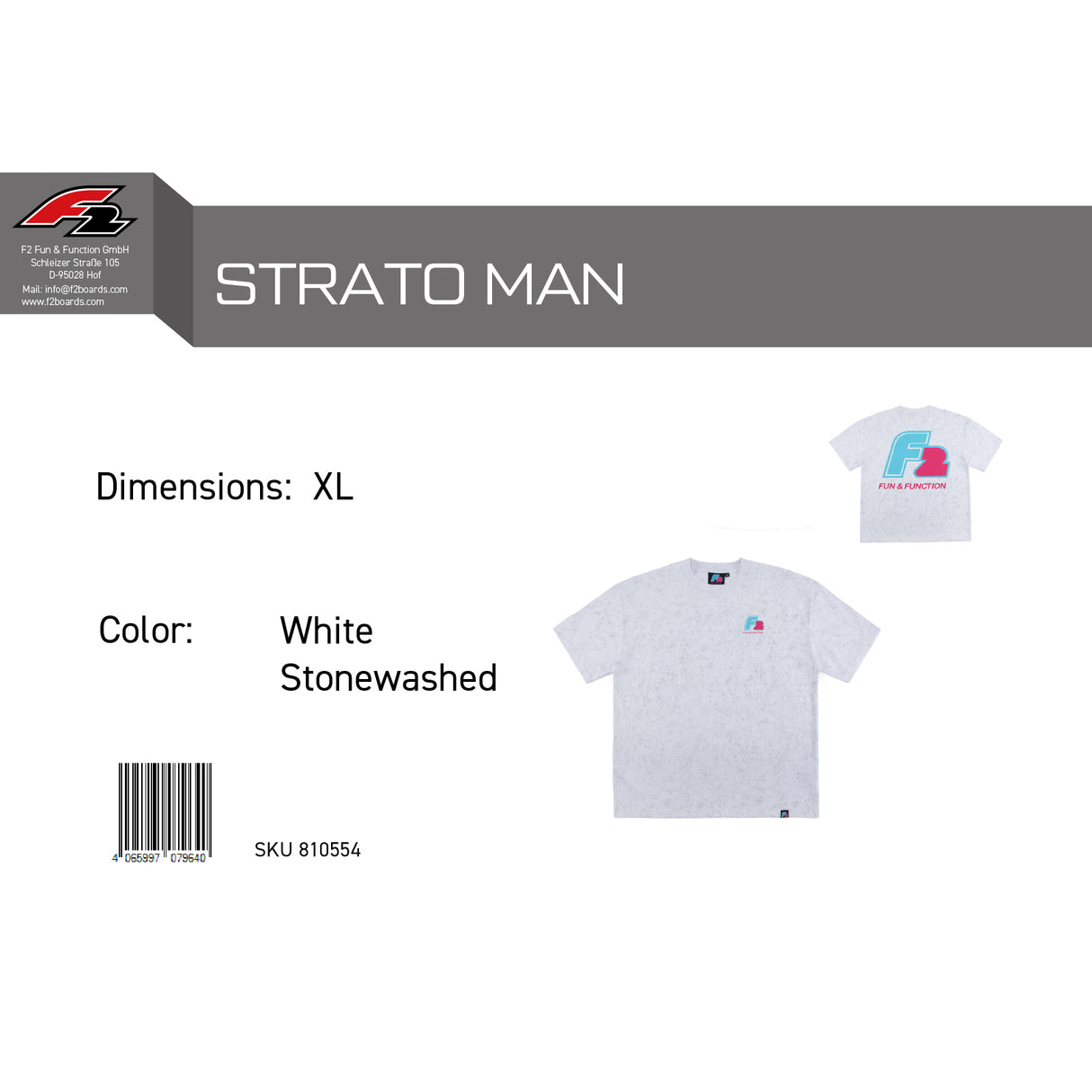 F2 Retro T-Shirt Strato White Stonewashed Unisex Tshirt Weiss - Größe wählbar