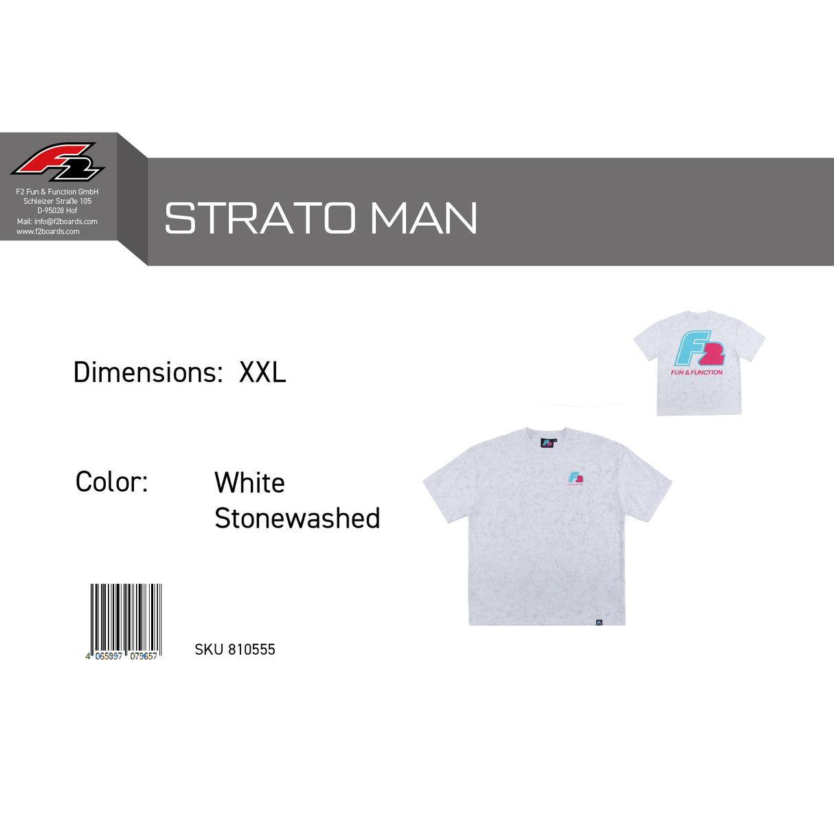 F2 Retro T-Shirt Strato White Stonewashed Unisex Tshirt Weiss - Größe wählbar