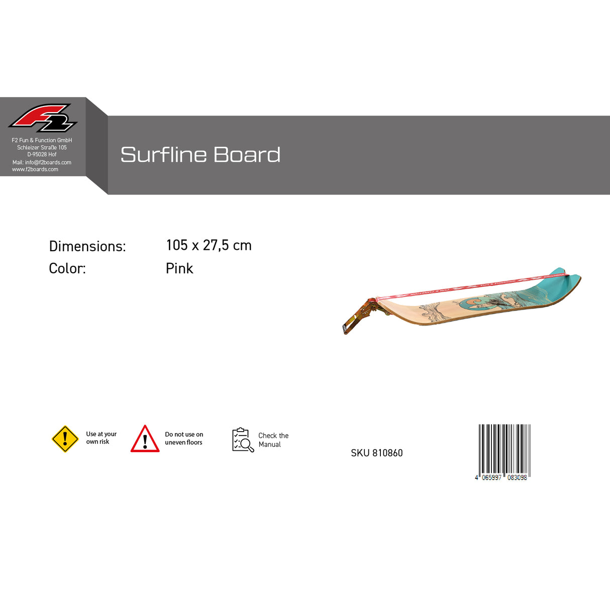 F2 Balance Board Surfline Board Slackline Training 105x27,5cm Farbe wählbar