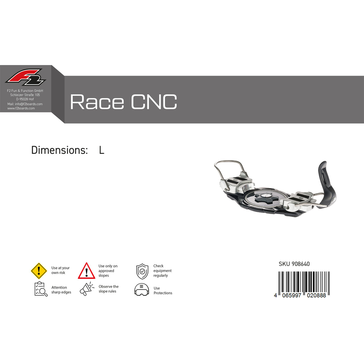 F2 Snowboard Plate Bindung Race CNC S-L Größe wählbar 2024/25