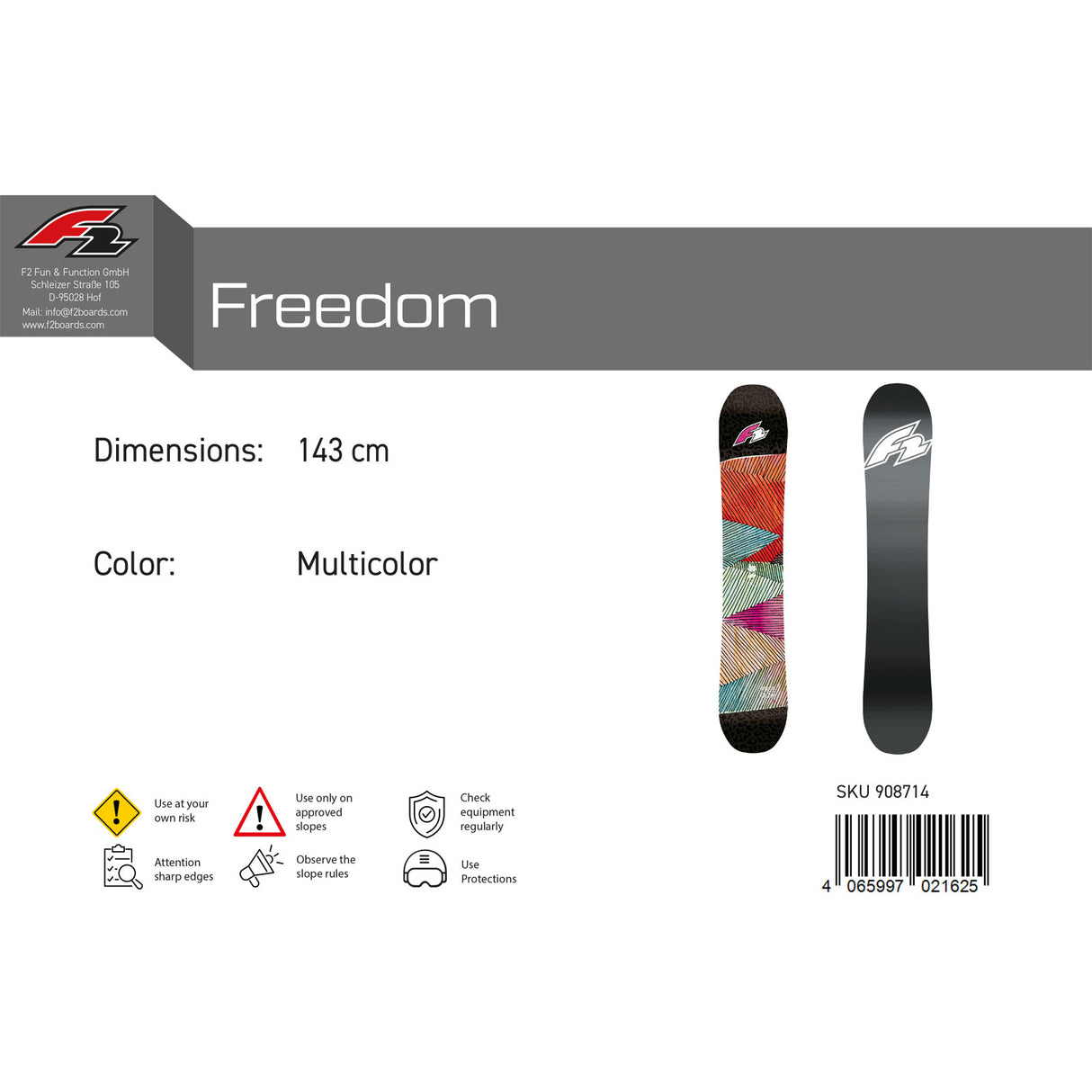 F2 Damen Snowboard Freedom Freeride/Freestyle Größe wählbar Multicolor 2023/24