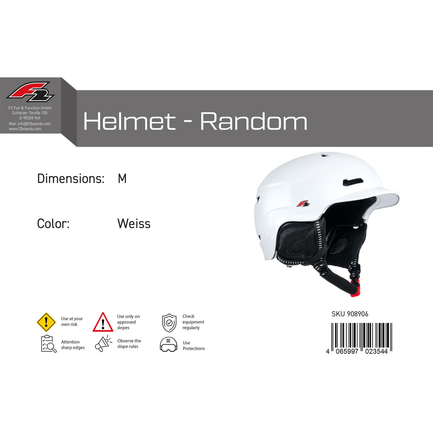 F2 Herren Snowboard Helm Helmet - Random Farbe/Größe wählbar 2024/25