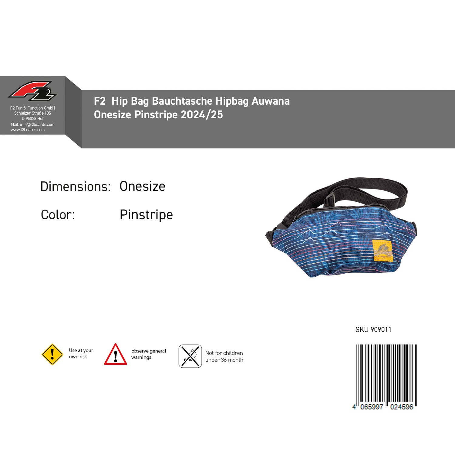 F2 Hip Bag Bauchtasche Hipbag Auwana Onesize Farbe wählbar 2024/25