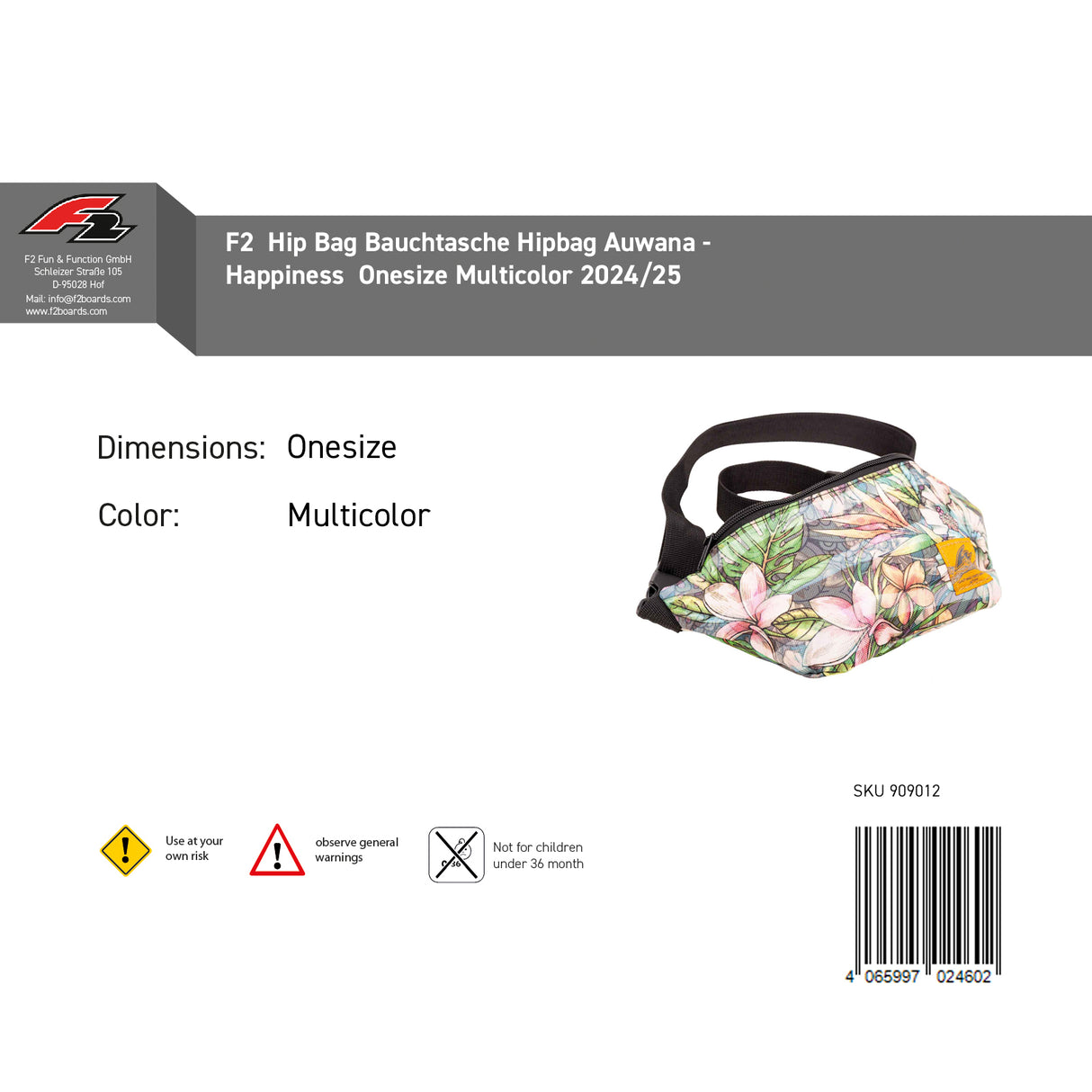 F2 Hip Bag Bauchtasche Hipbag Auwana Onesize Farbe wählbar 2024/25