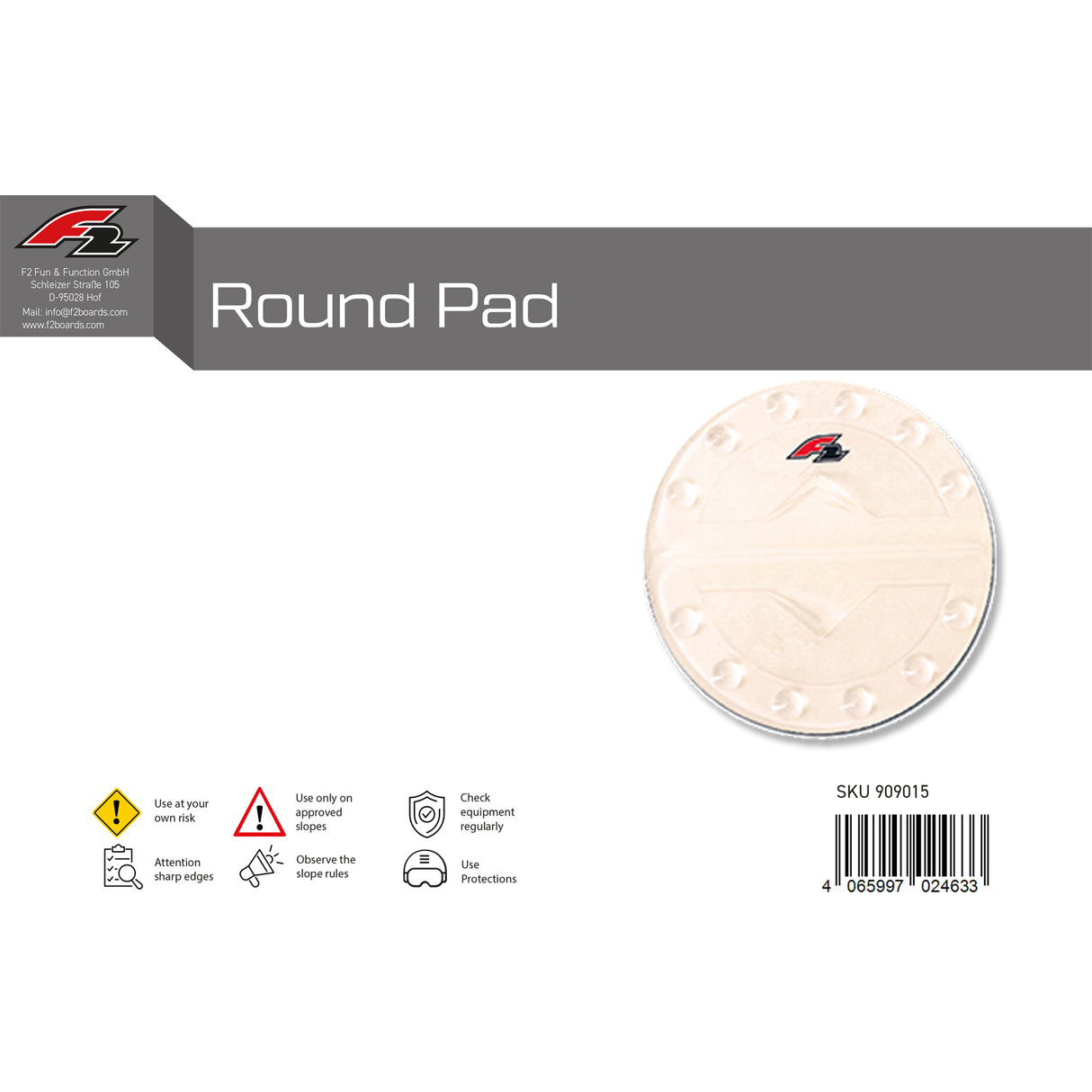 F2 Snowboard Pads Round Pad 2024/25