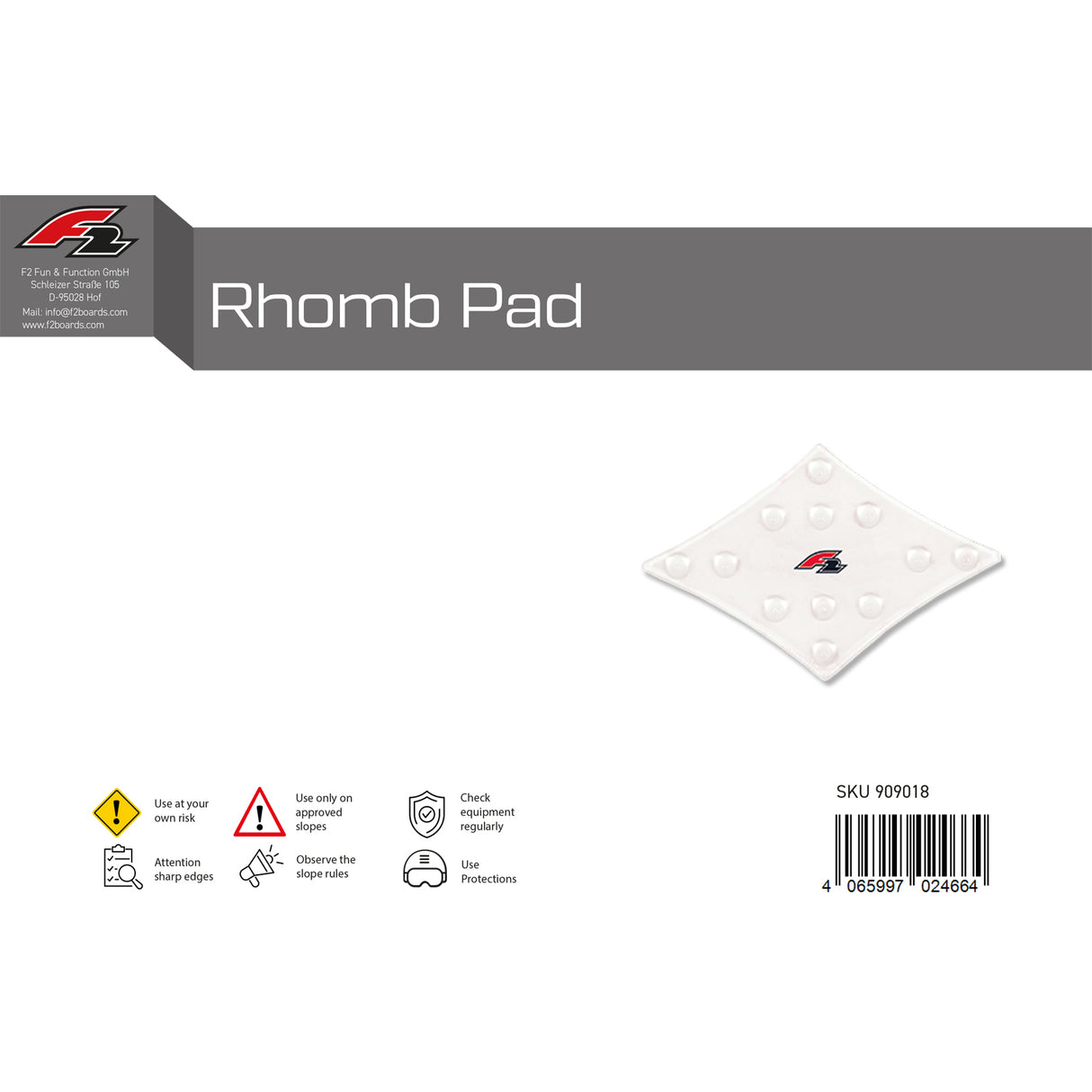 F2 Snowboard Pads Rhomb Pad 2024/25