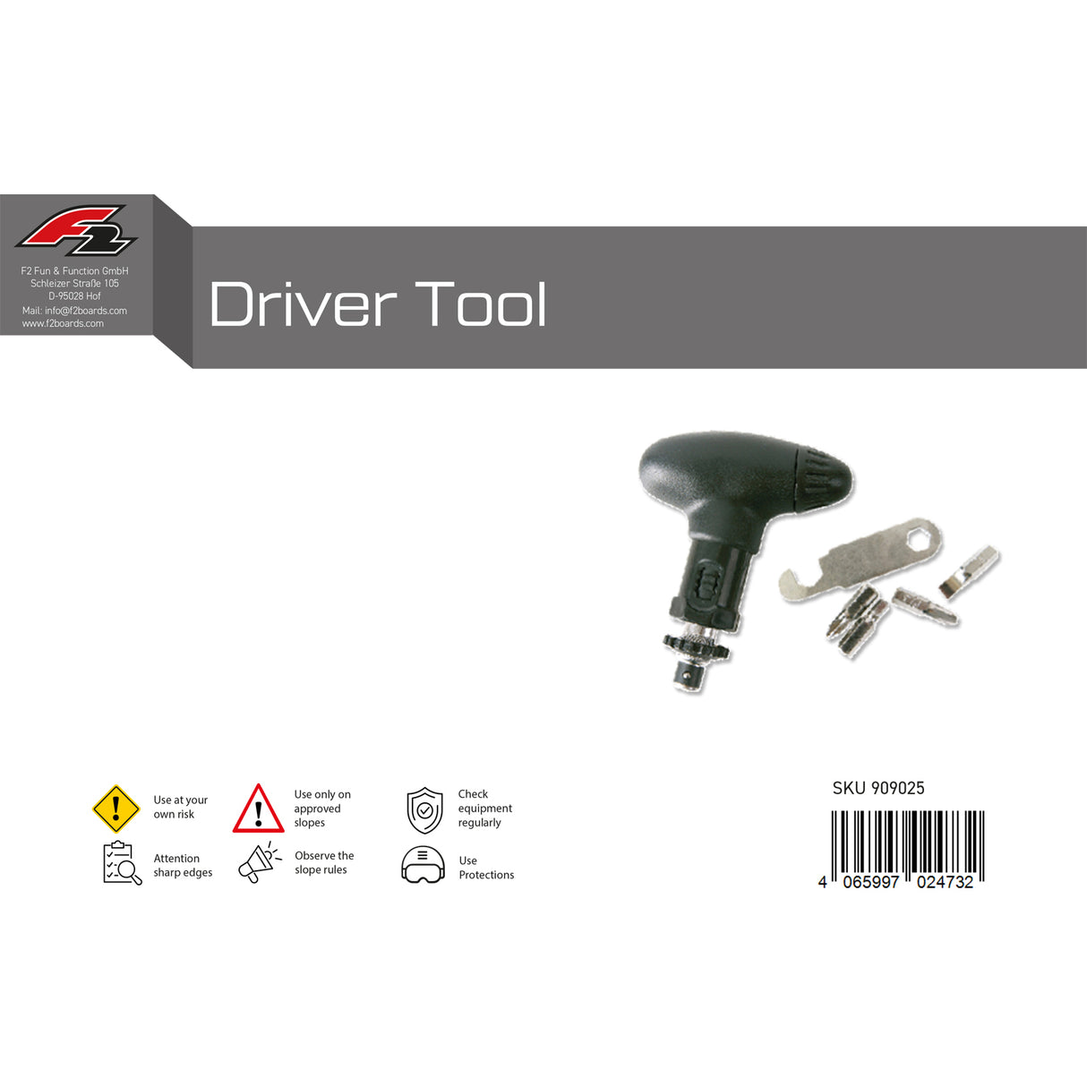 F2 Snowboard Werkzeug Driver Tool Schraubenzieher Schwarz 2024/25