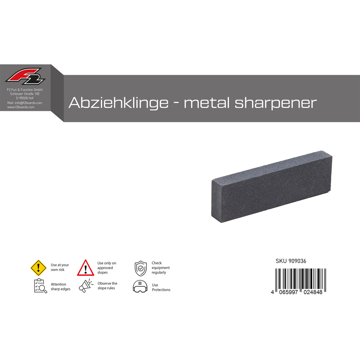F2 Snowboard Zubehör Abziehklinge Metal Sharpener 2024/25