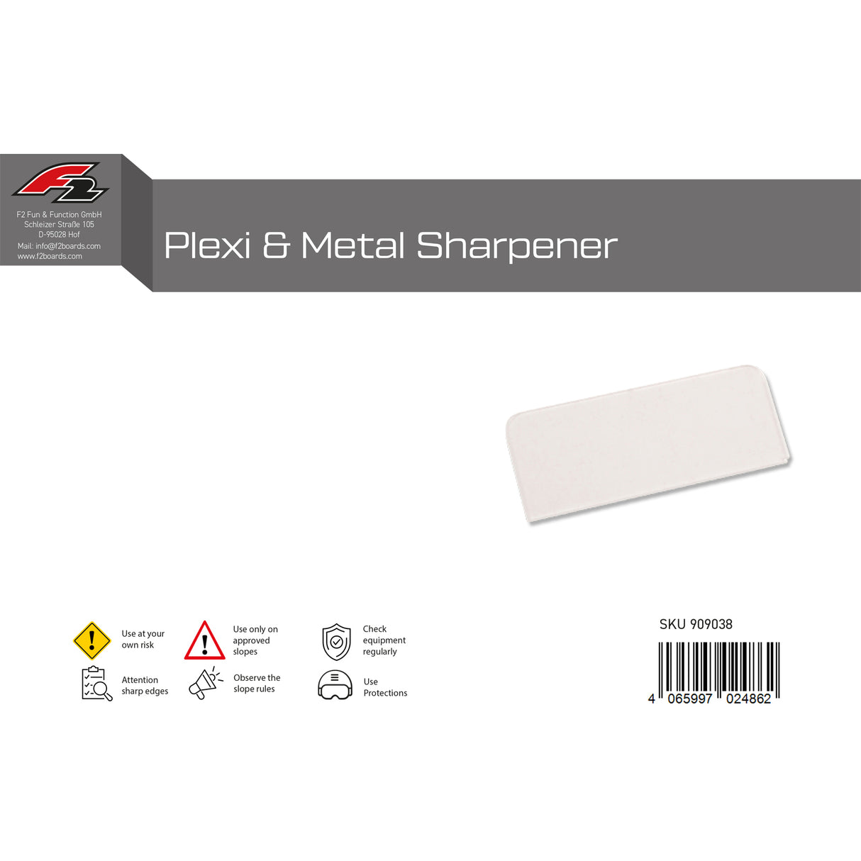 F2 Snowboard Zubehör Abziehklinge Plexi & Metal Sharpener 2024/25