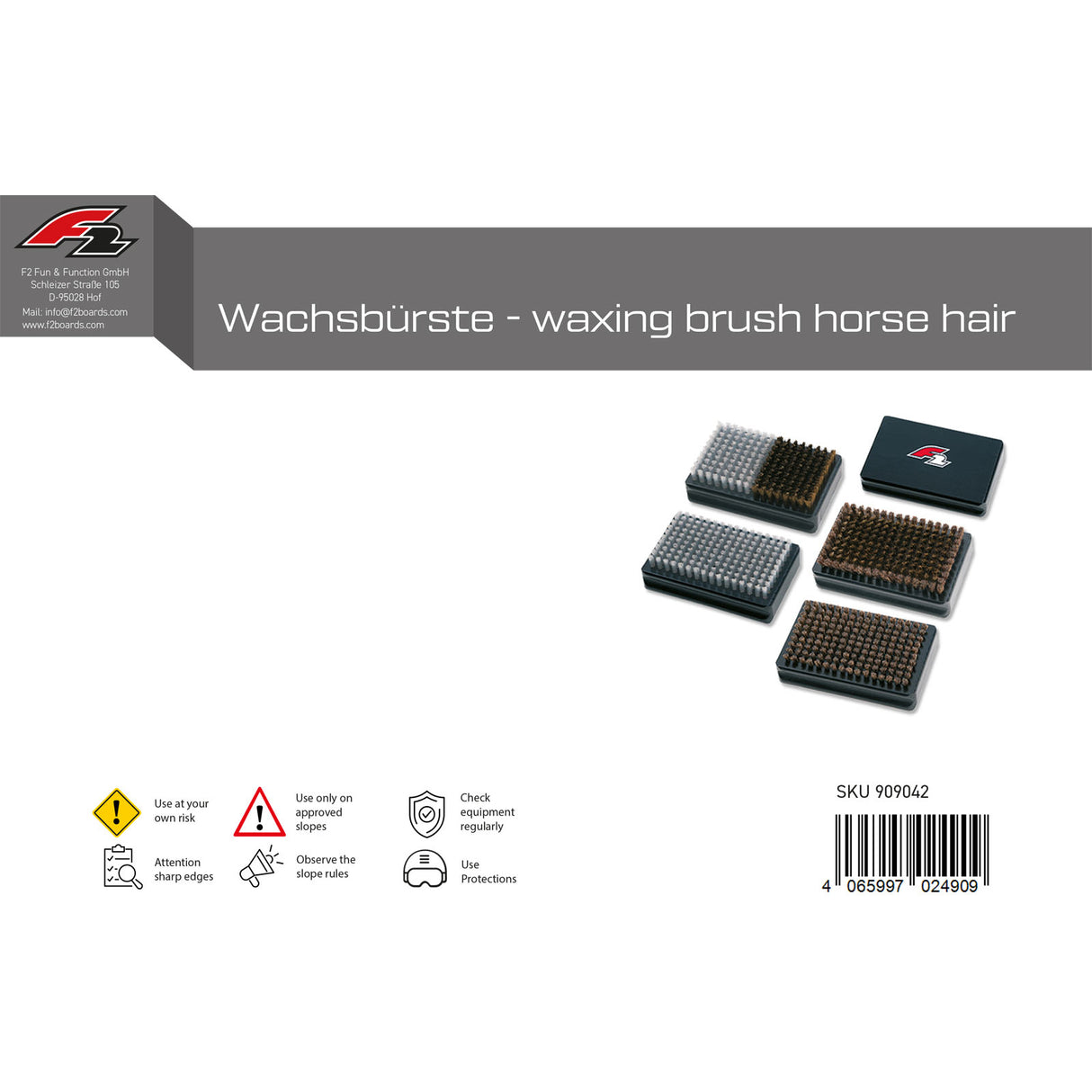 F2 Snowboard Bürste Wachsbürste - Waxing Brush Pferdehaar 2024/25