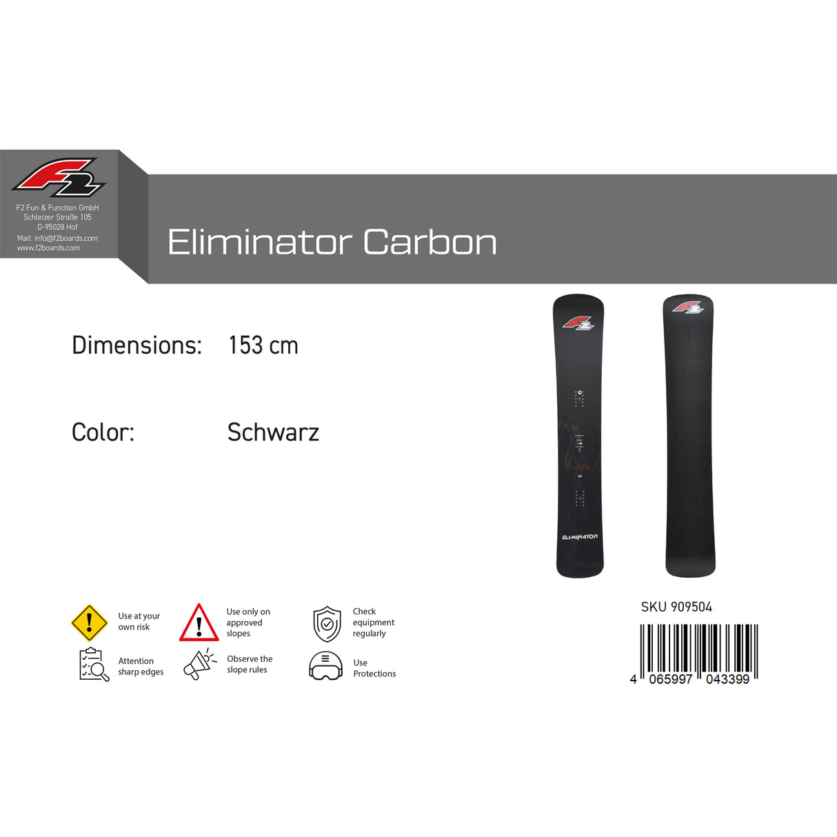 F2 Snowboard Eliminator Carbon Race Größe wählbar Schwarz 2024/25